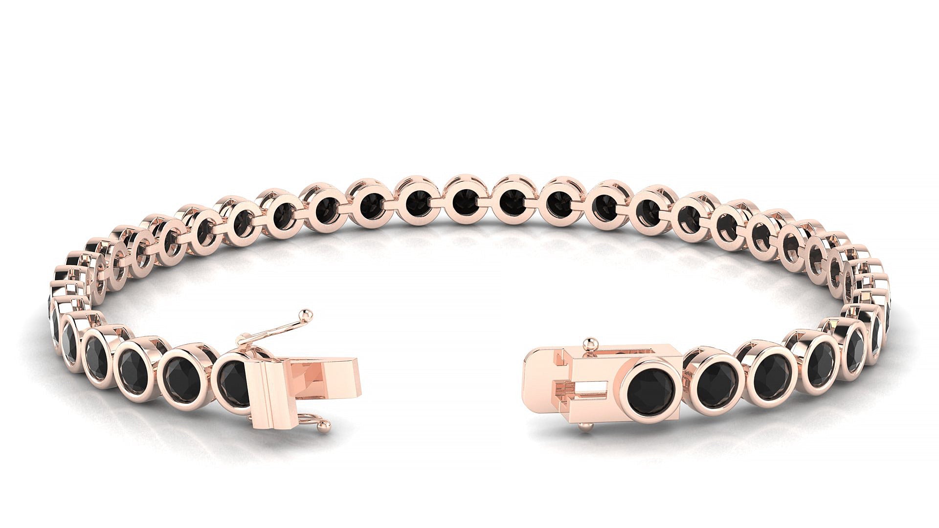 Avila | 18k Rose Gold 3.4 mm Round Natural Black Diamond Tennis Bracelet
