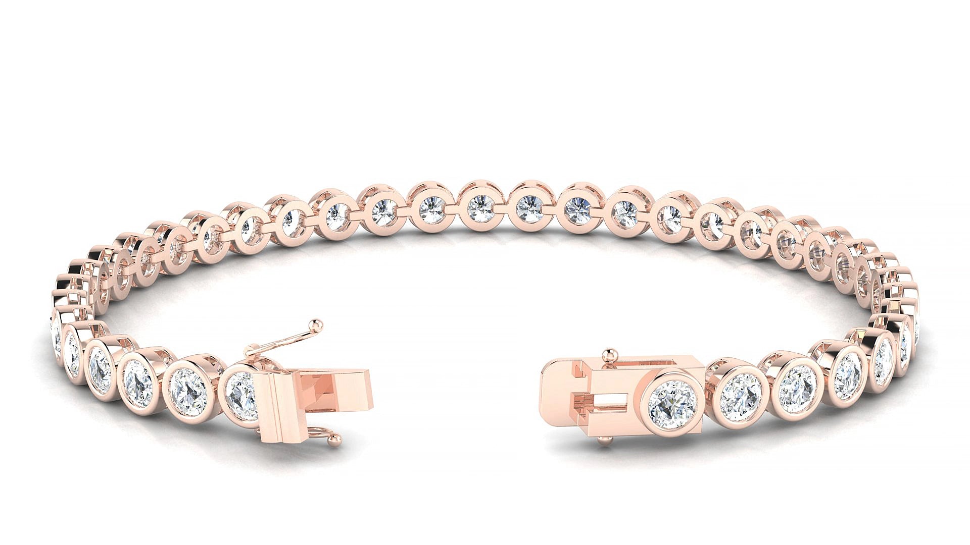 Avila | 18k Rose Gold 3.4 mm Round Natural Diamond 20 cm Tennis Bracelet