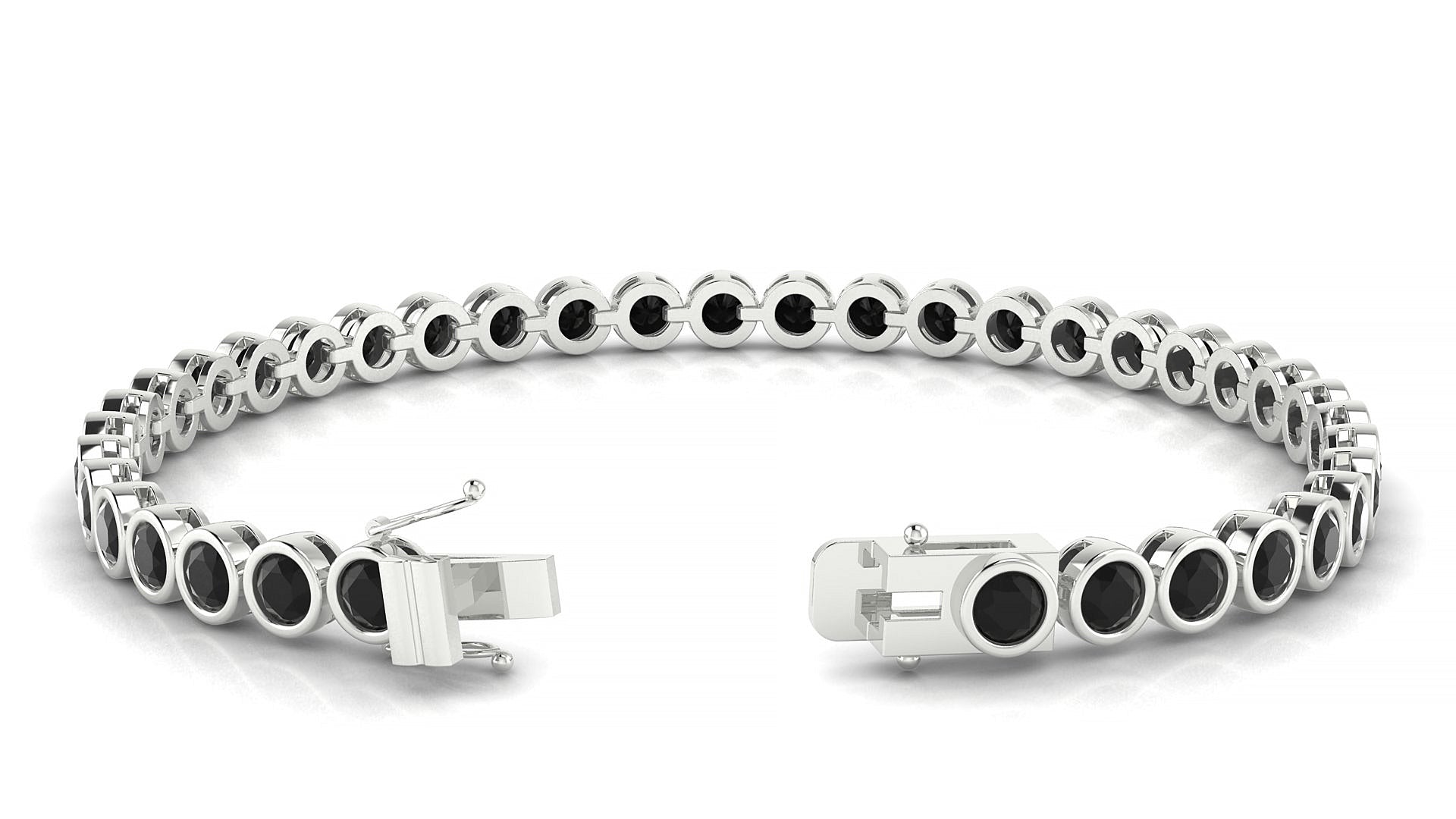 Avila | 18k White Gold 3.4 mm Round Natural Black Diamond Tennis Bracelet