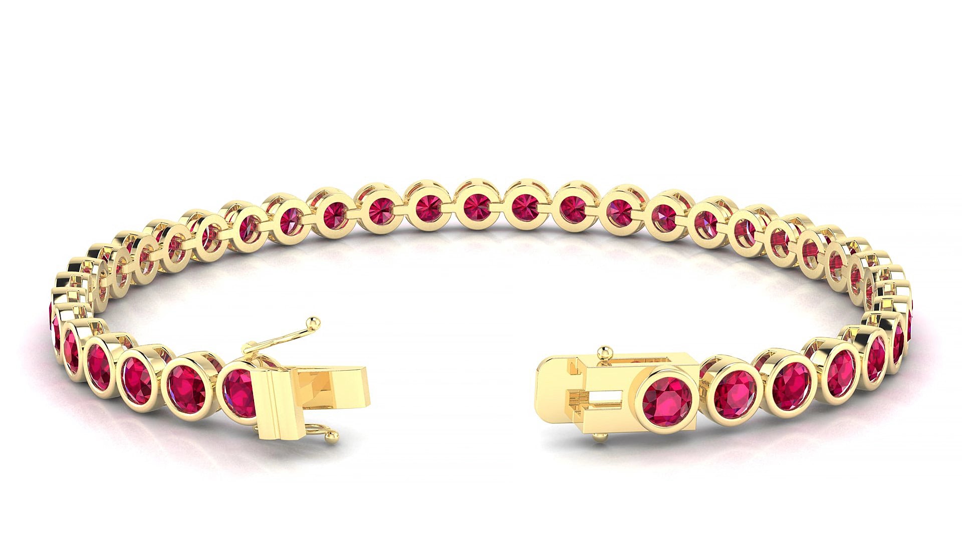 Avila | 18k Yellow Gold 3.4 mm Round Natural Ruby 15 cm Tennis Bracelet