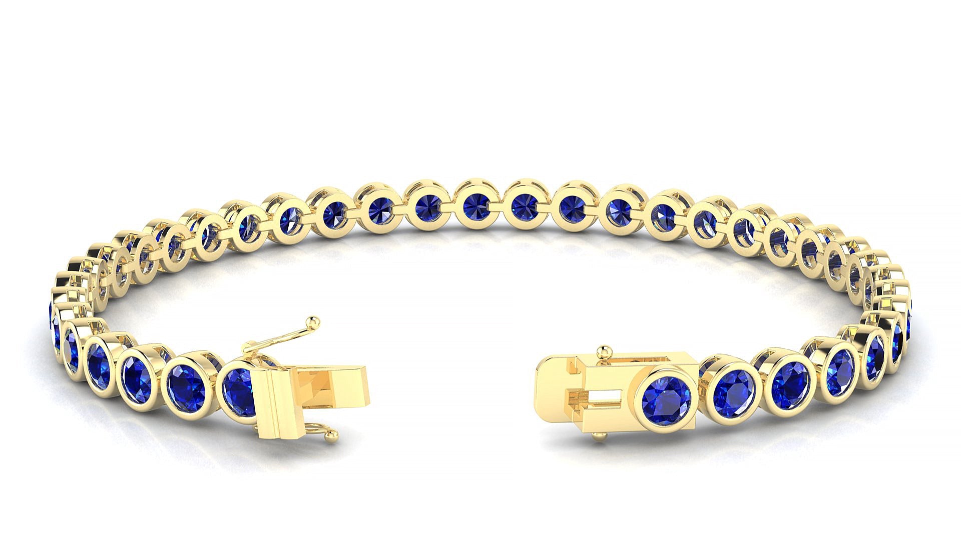 Avila | 18k Yellow Gold 3.4 mm Round Natural Sapphire Tennis Bracelet