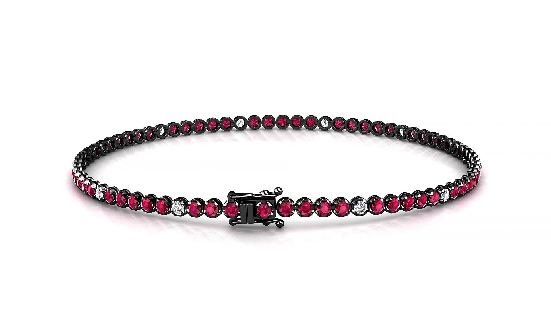 Bengal 5-1 | 18k Black Gold 1.7 mm Round Natural Ruby & Diamond Tennis Bracelet
