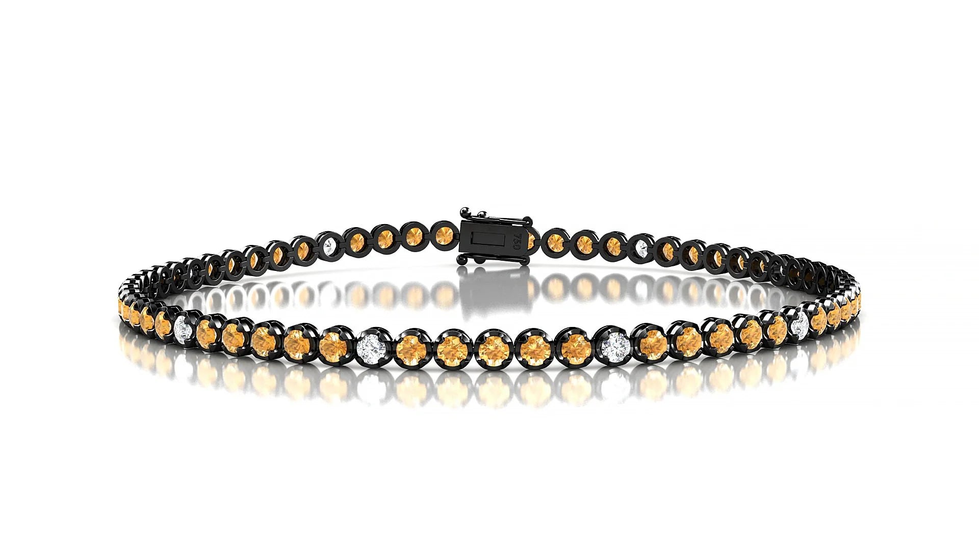 Bengal 5-1 | 18k Black Gold 2 mm Round Natural Citrine & Diamond Tennis Bracelet