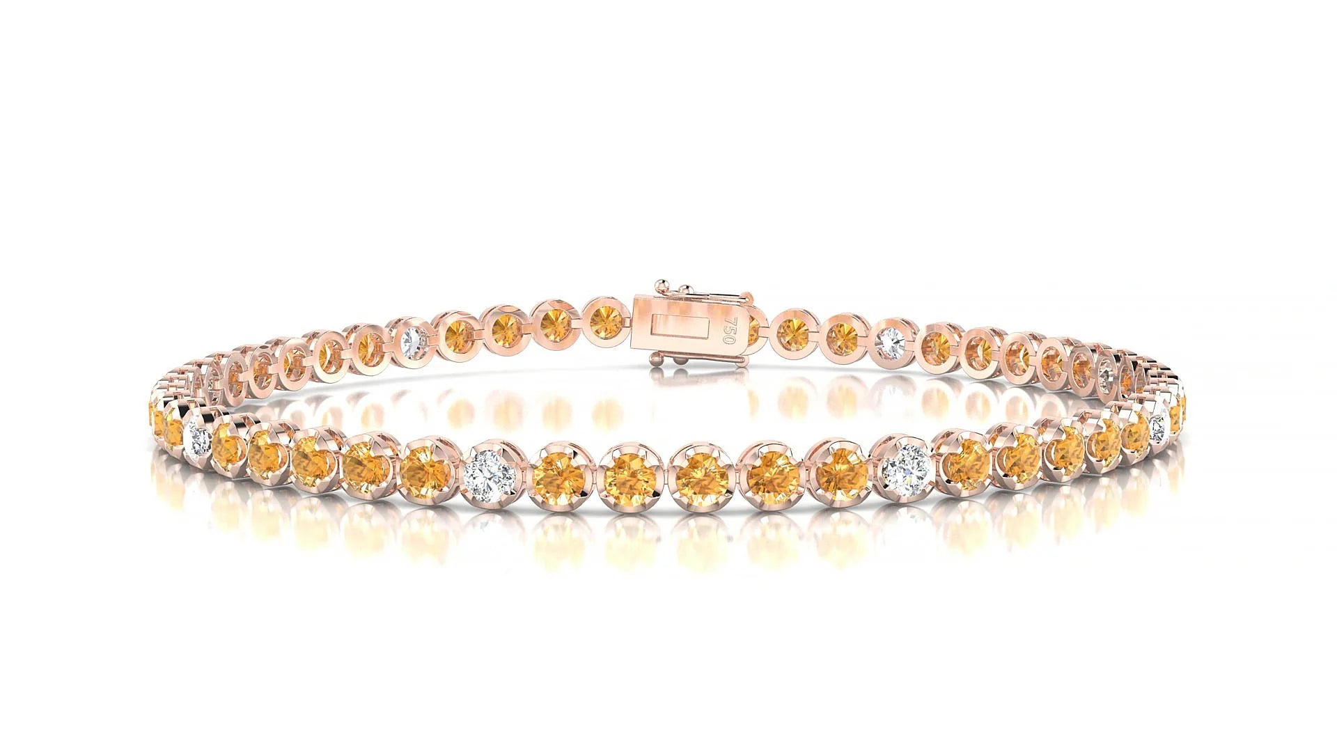 Bengal 5-1 | 18k Rose Gold 2.5 mm Round Natural Citrine & Diamond Tennis Bracelet