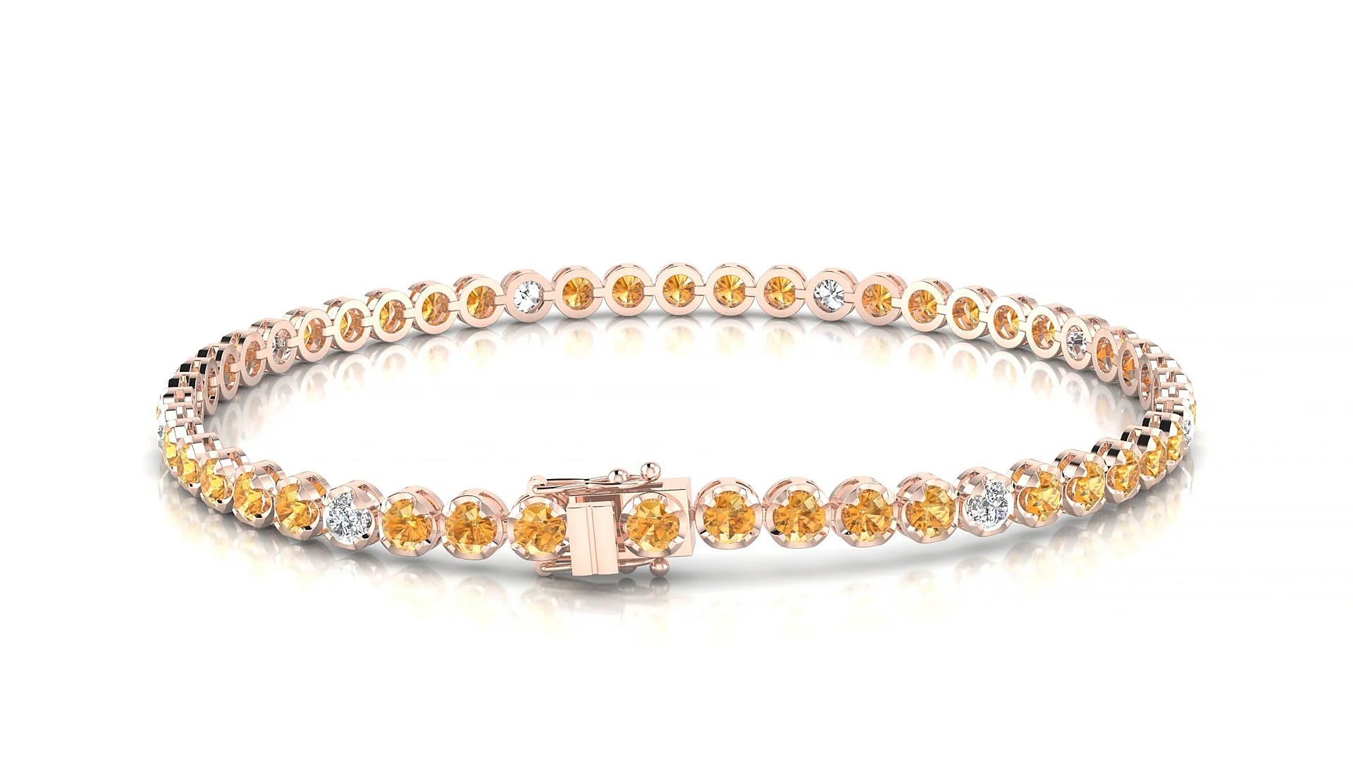 Bengal 5-1 | 18k Rose Gold 2.5 mm Round Natural Citrine & Diamond Tennis Bracelet