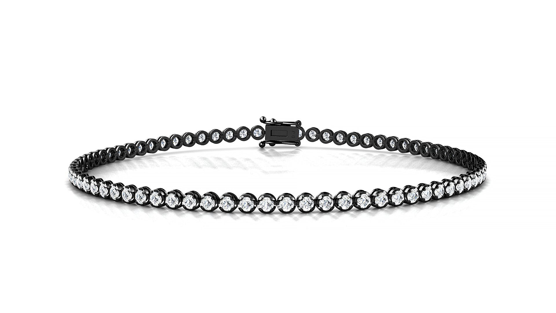 Bengal | 18k Black Gold 1.7 mm Round Natural Diamond Tennis Bracelet