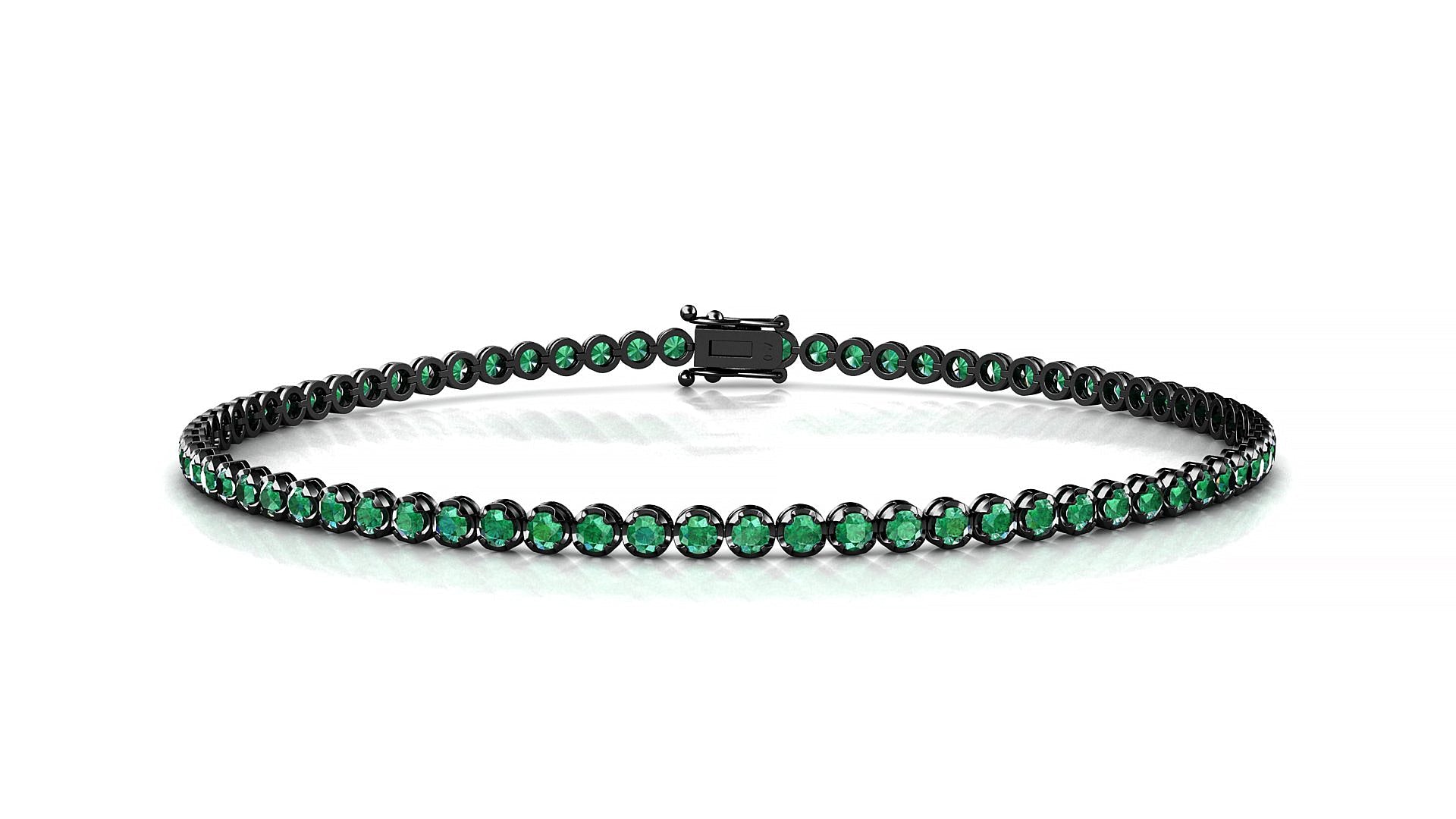Bengal | 18k Black Gold 1.7 mm Round Natural Emerald Tennis Bracelet