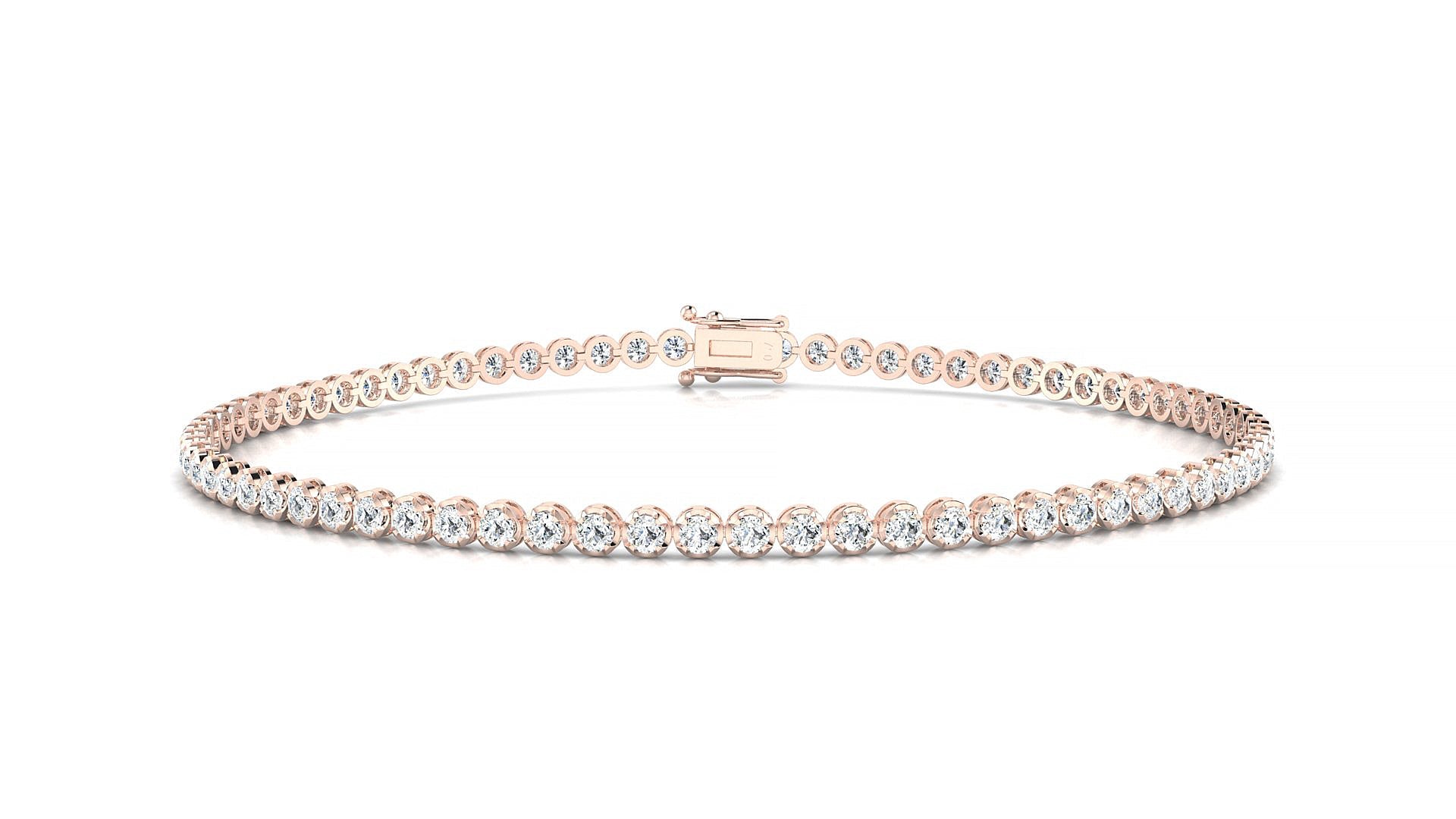 Bengal | 18k Rose Gold 1.7 mm Round Natural Diamond Tennis Bracelet