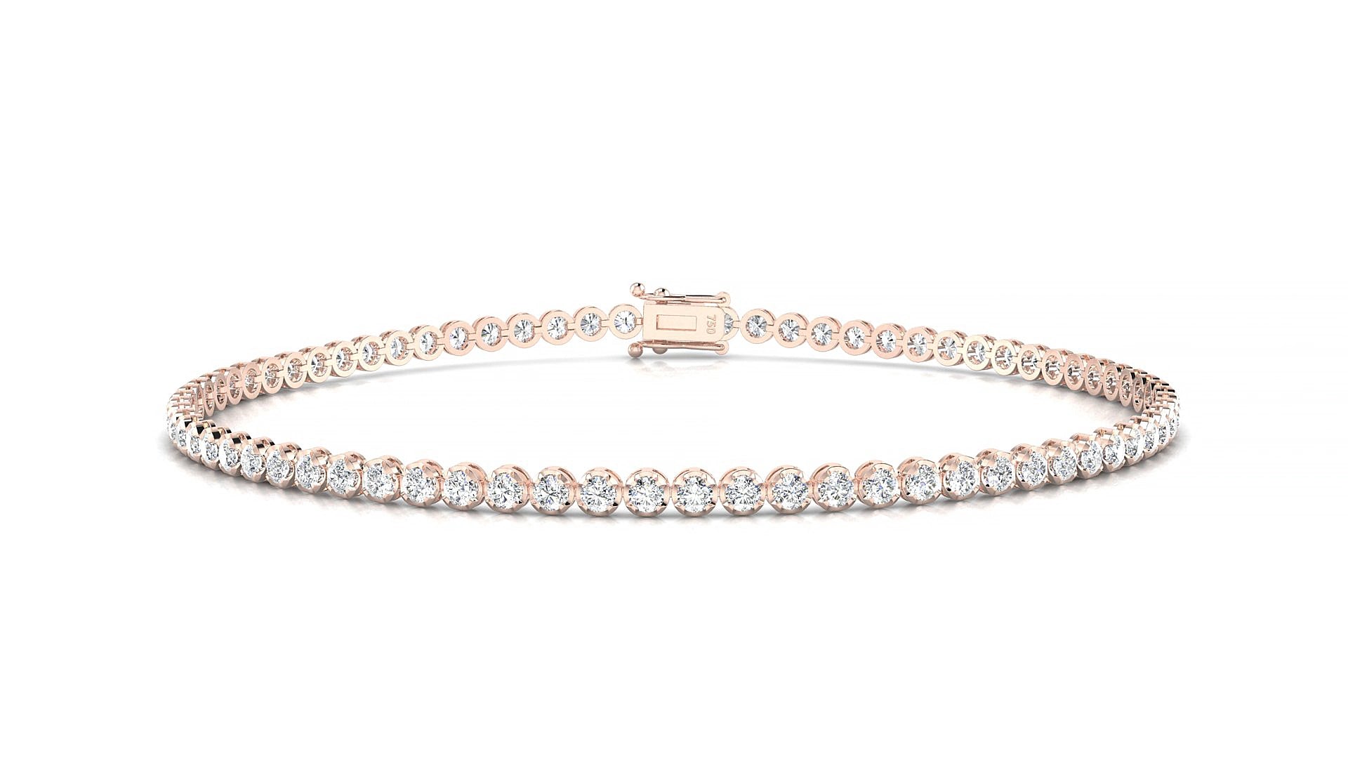 Bengal | 18k Rose Gold 1.7 mm Round Lab-Grown Diamond 15 cm Tennis Bracelet
