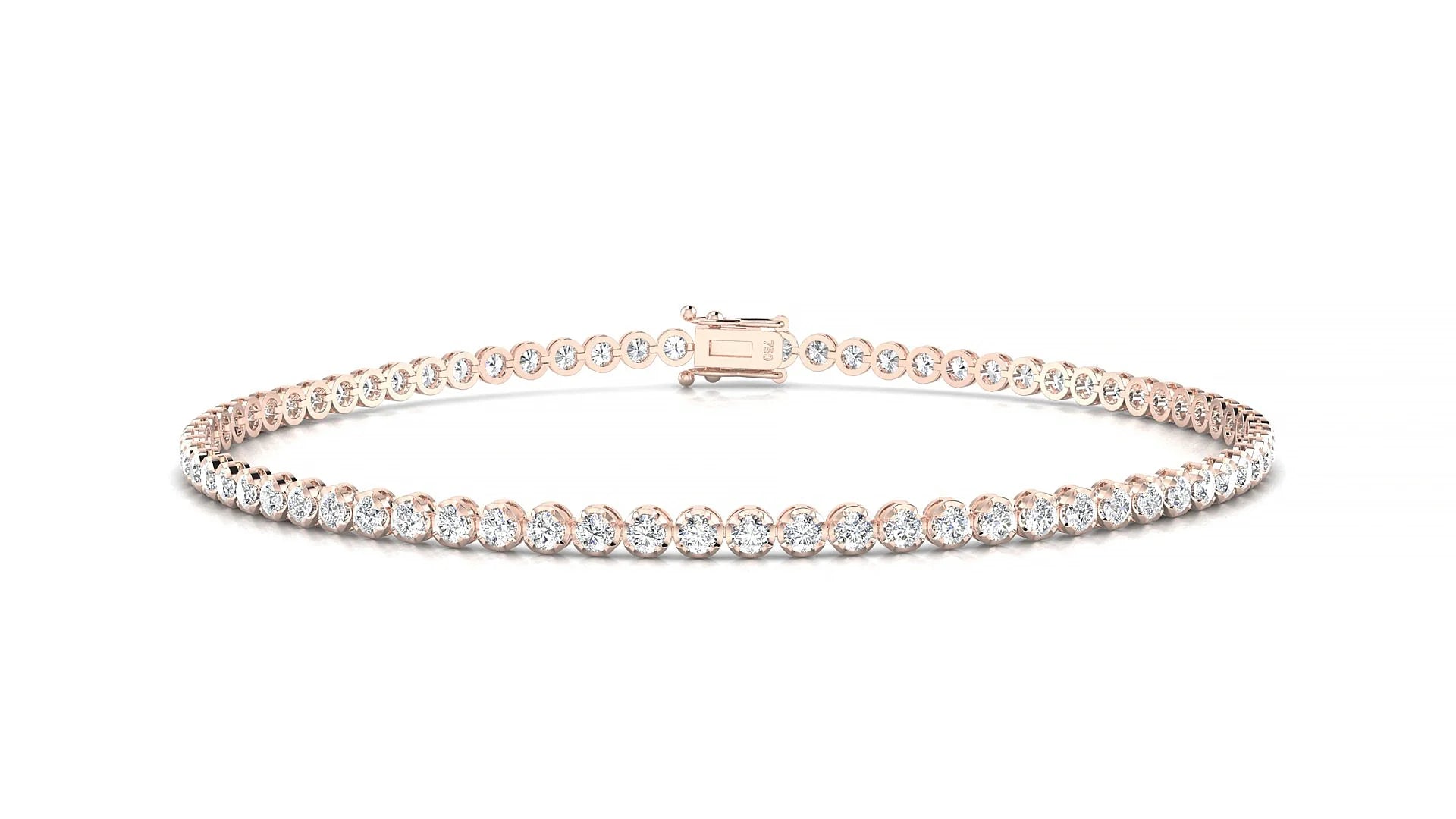 Bengal | 18k Rose Gold 1.7 mm Round Lab-Grown Diamond 18 cm Tennis Bracelet