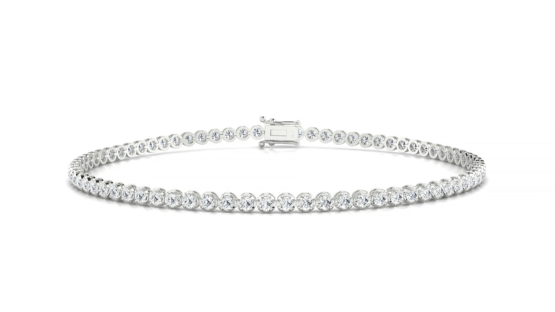Bengal | 18k White Gold 1.7 mm Round Natural Diamond Tennis Bracelet