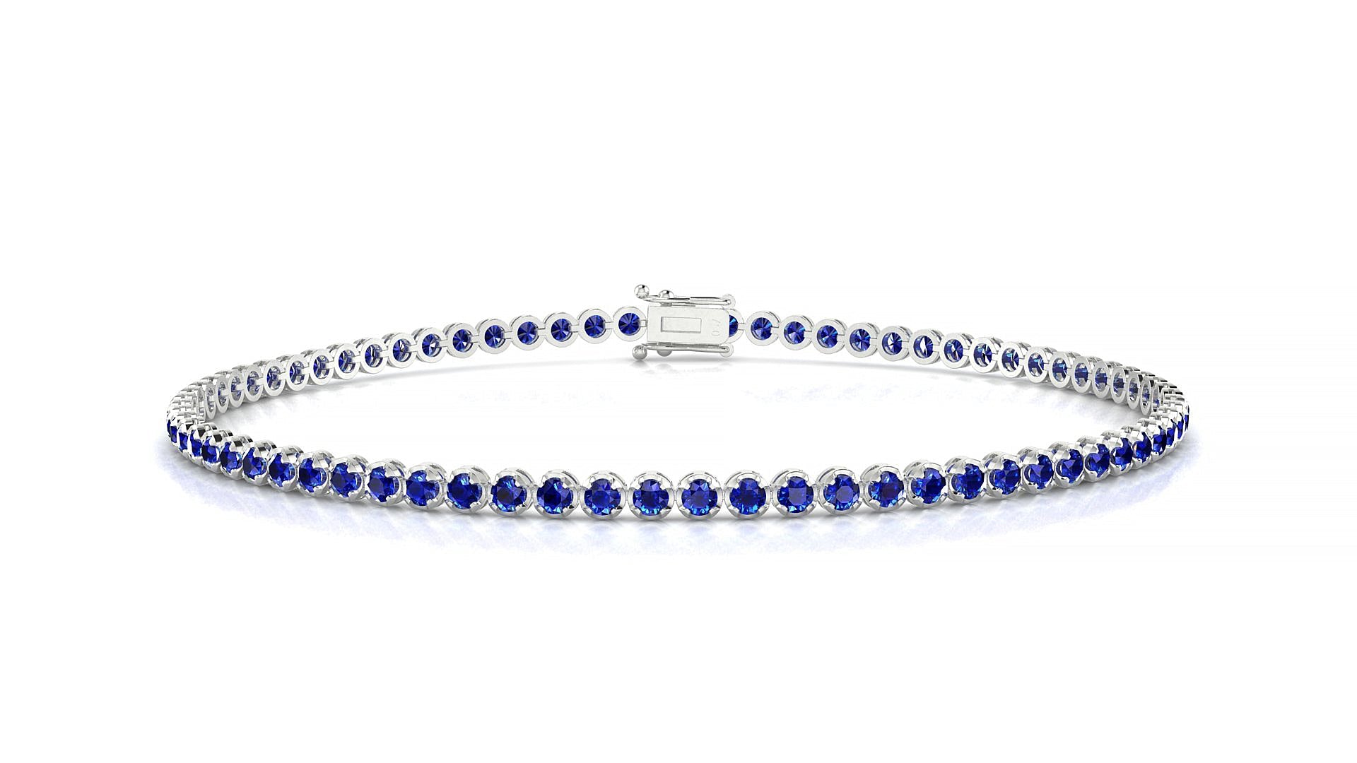 Bengal | 18k White Gold 1.7 mm Round Natural Sapphire Tennis Bracelet