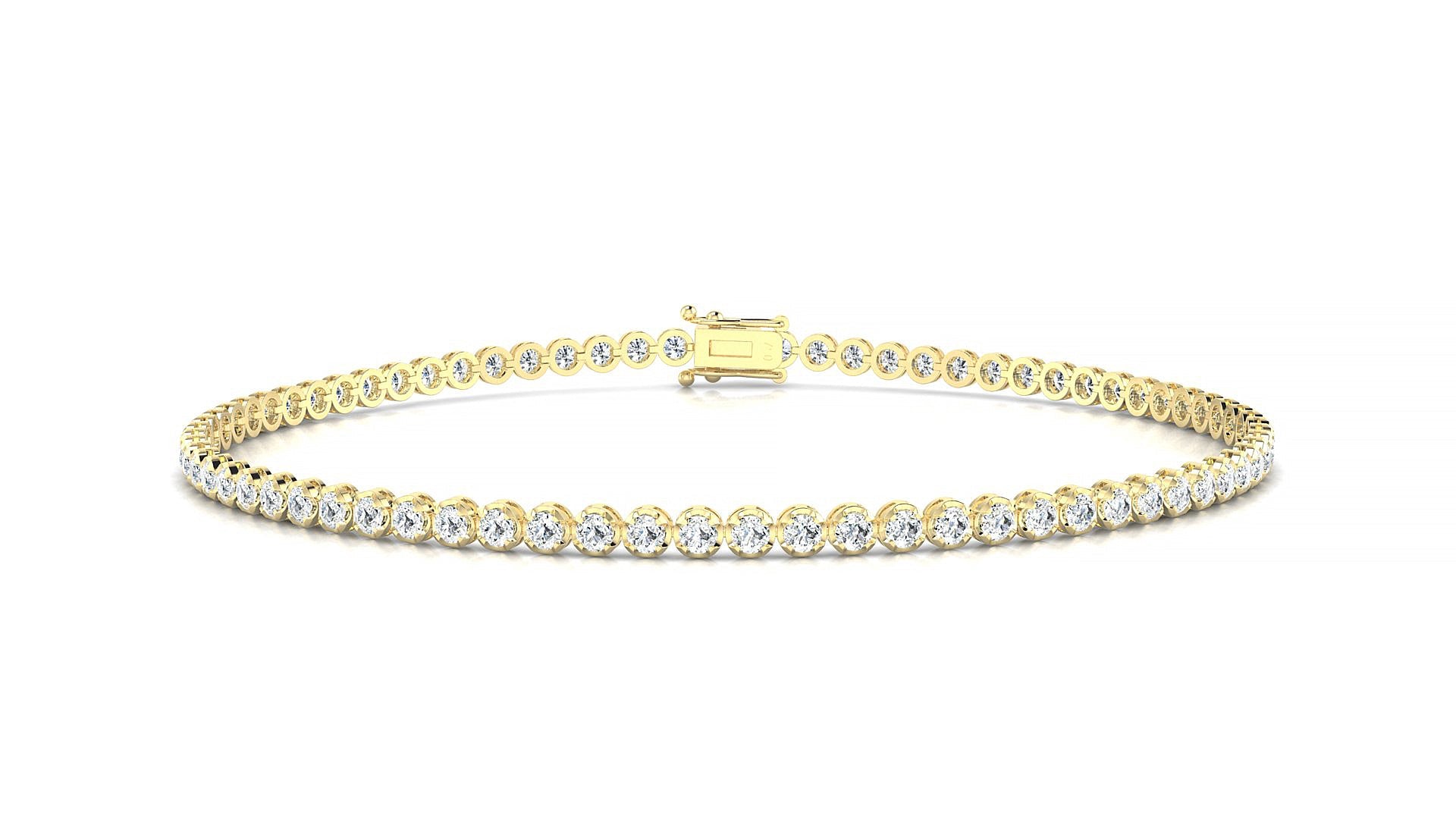 Bengal | 18k Yellow Gold 1.7 mm Round Natural Diamond Tennis Bracelet