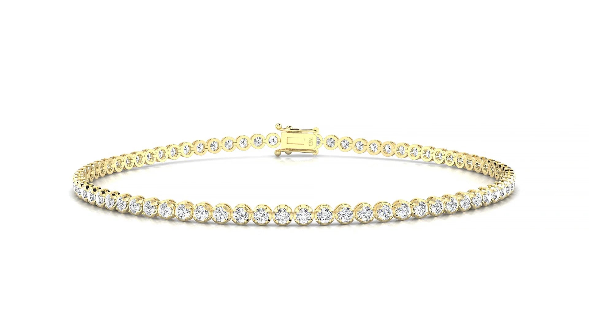 Bengal | 18k Yellow Gold 1.7 mm Round Lab-Grown Diamond 18 cm Tennis Bracelet