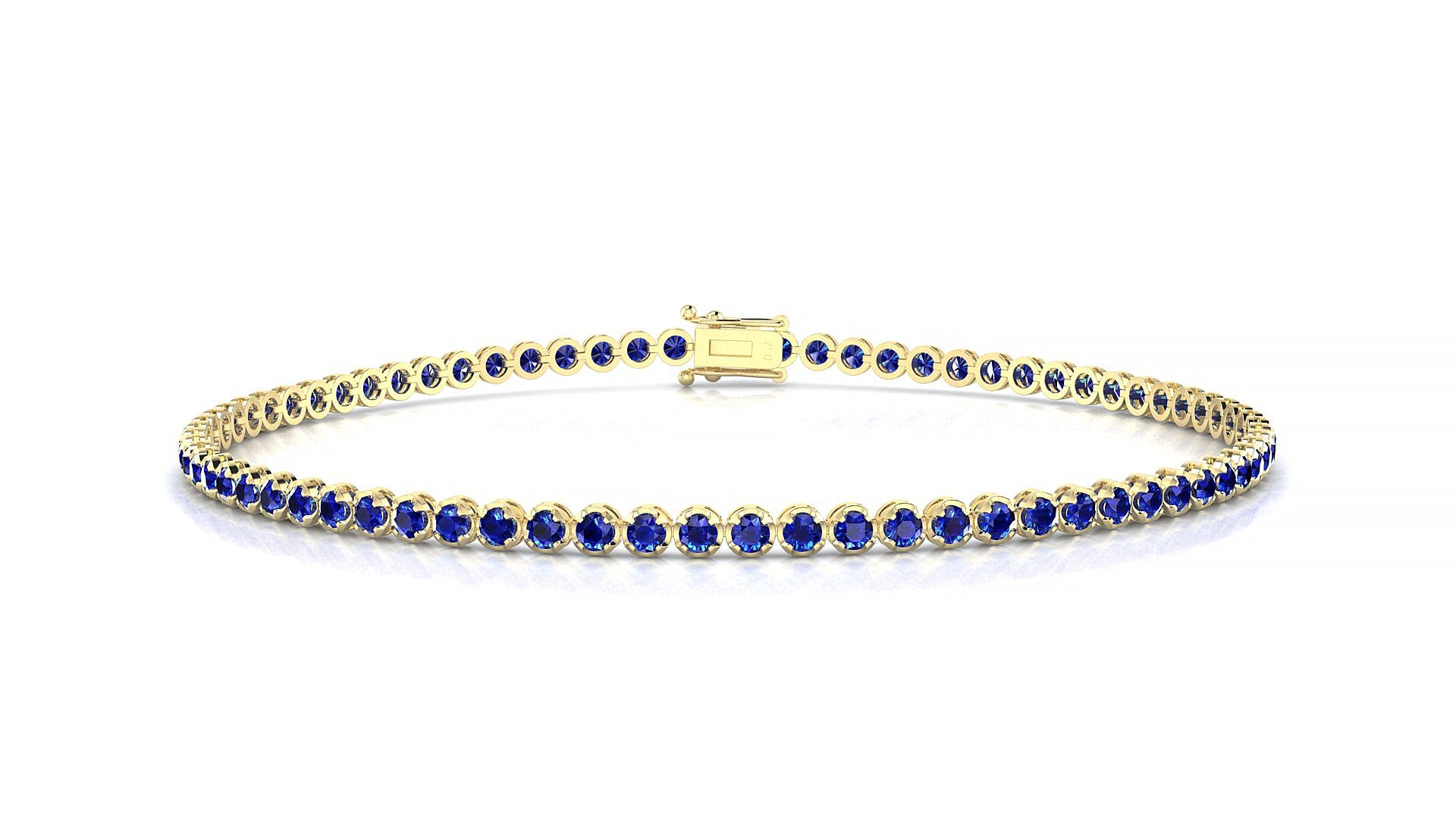Bengal | 18k Yellow Gold 1.7 mm Round Natural Sapphire Tennis Bracelet