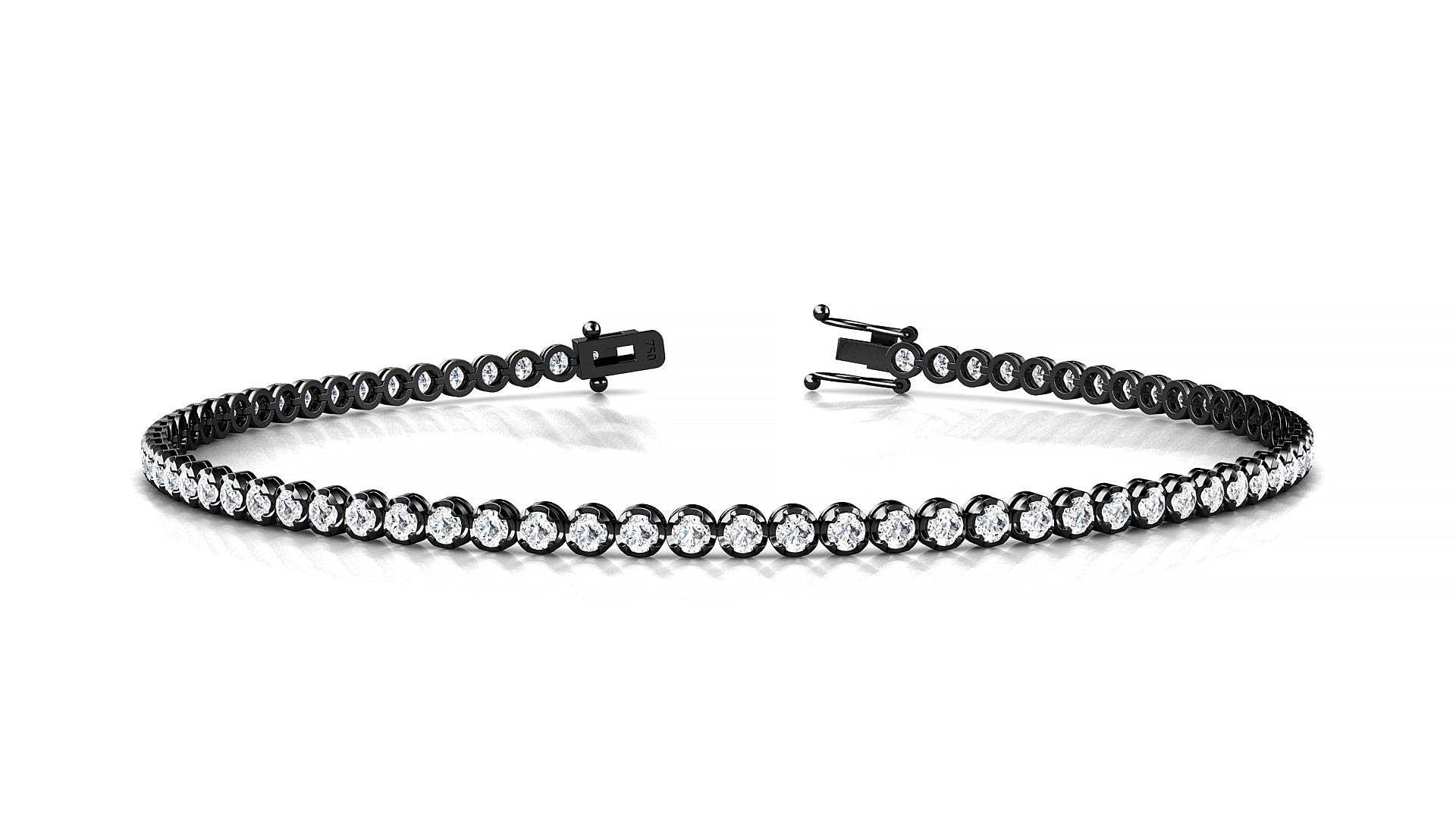 Bengal | 18k Black Gold 1.7 mm Round Natural Diamond Tennis Bracelet