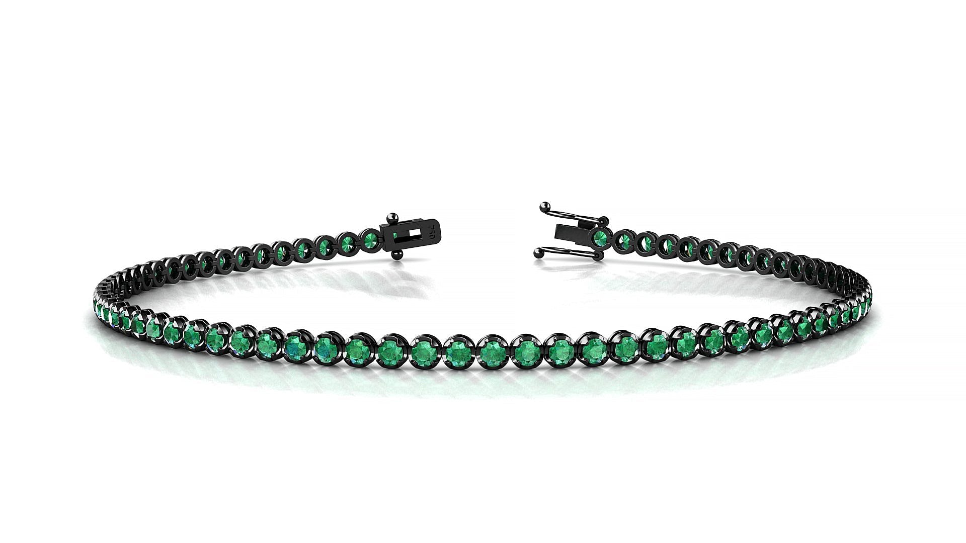 Bengal | 18k Black Gold 1.7 mm Round Natural Emerald Tennis Bracelet