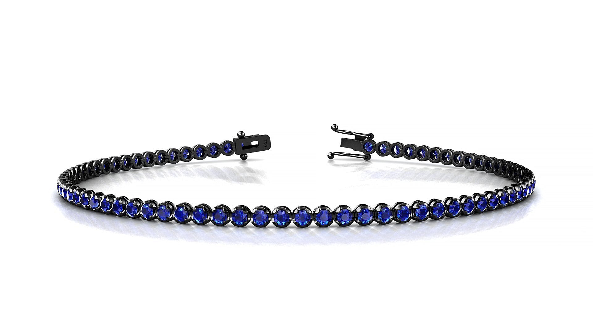 Bengal | 18k Black Gold 1.7 mm Round Natural Sapphire Tennis Bracelet