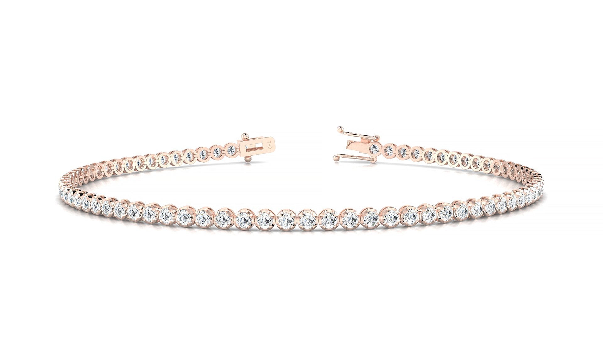 Bengal | 18k Rose Gold 1.7 mm Round Natural Diamond Tennis Bracelet