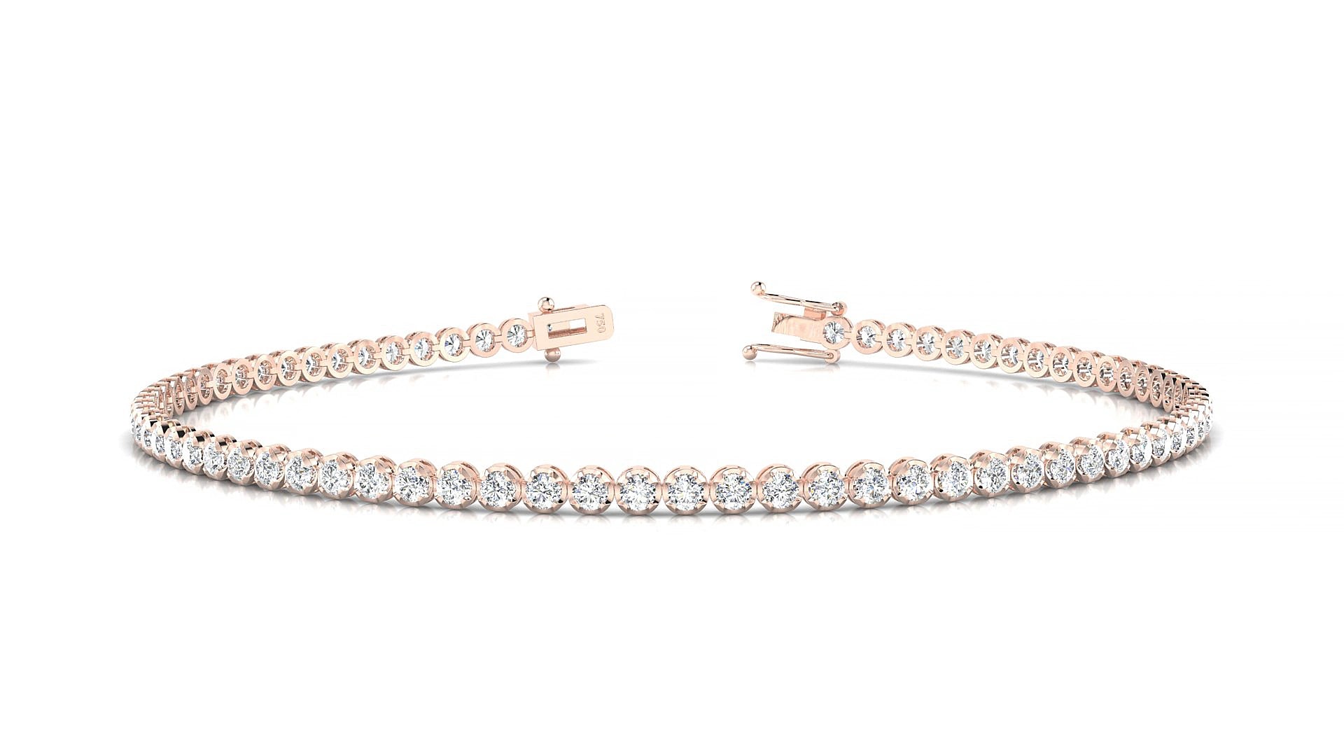 Bengal | 18k Rose Gold 1.7 mm Round Lab-Grown Diamond 19 cm Tennis Bracelet