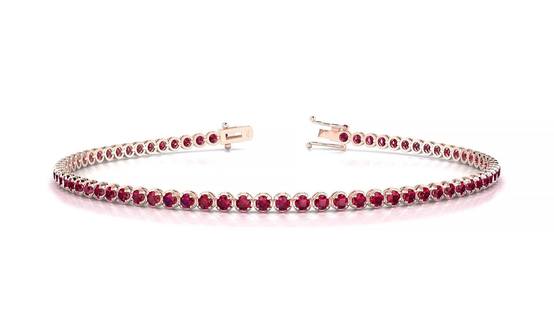 Bengal | 18k Rose Gold 1.7 mm Round Natural Ruby Tennis Bracelet