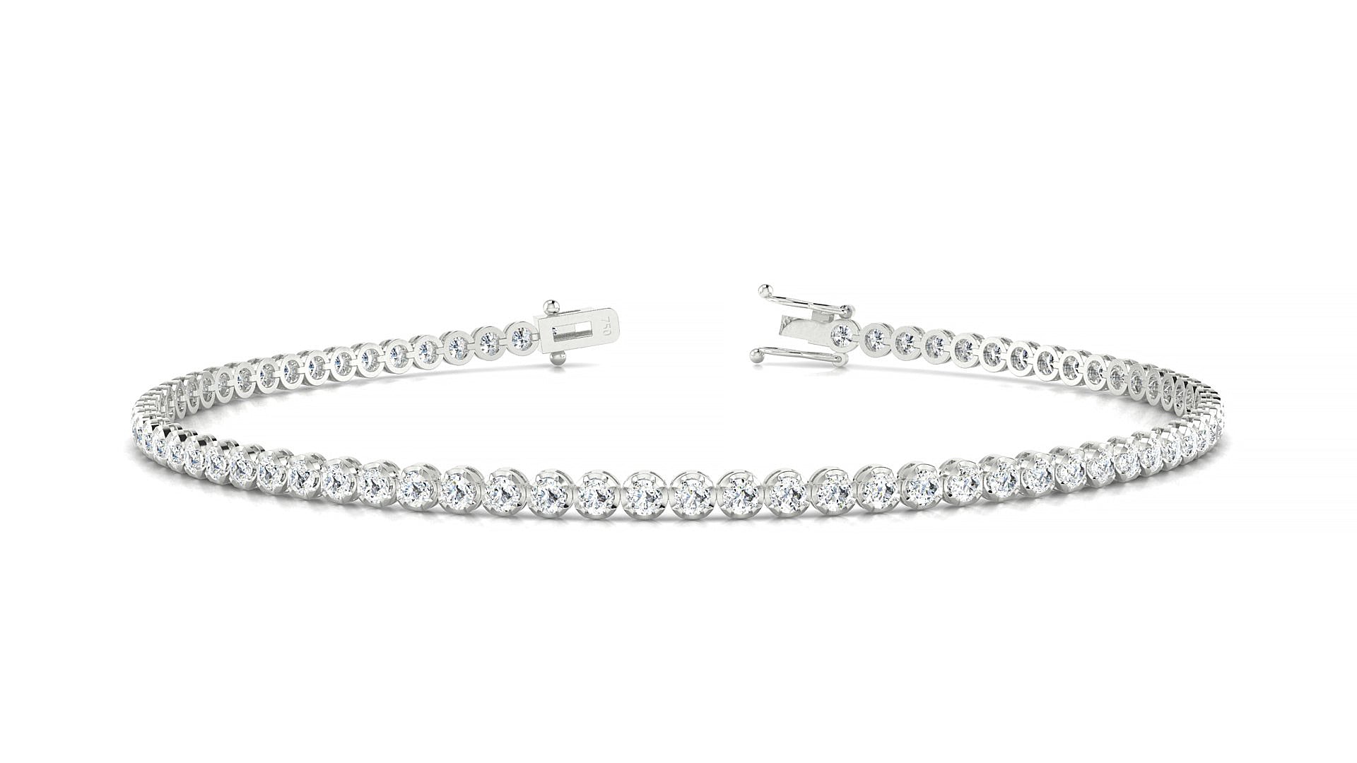 Bengal | 18k White Gold 1.7 mm Round Natural Diamond Tennis Bracelet