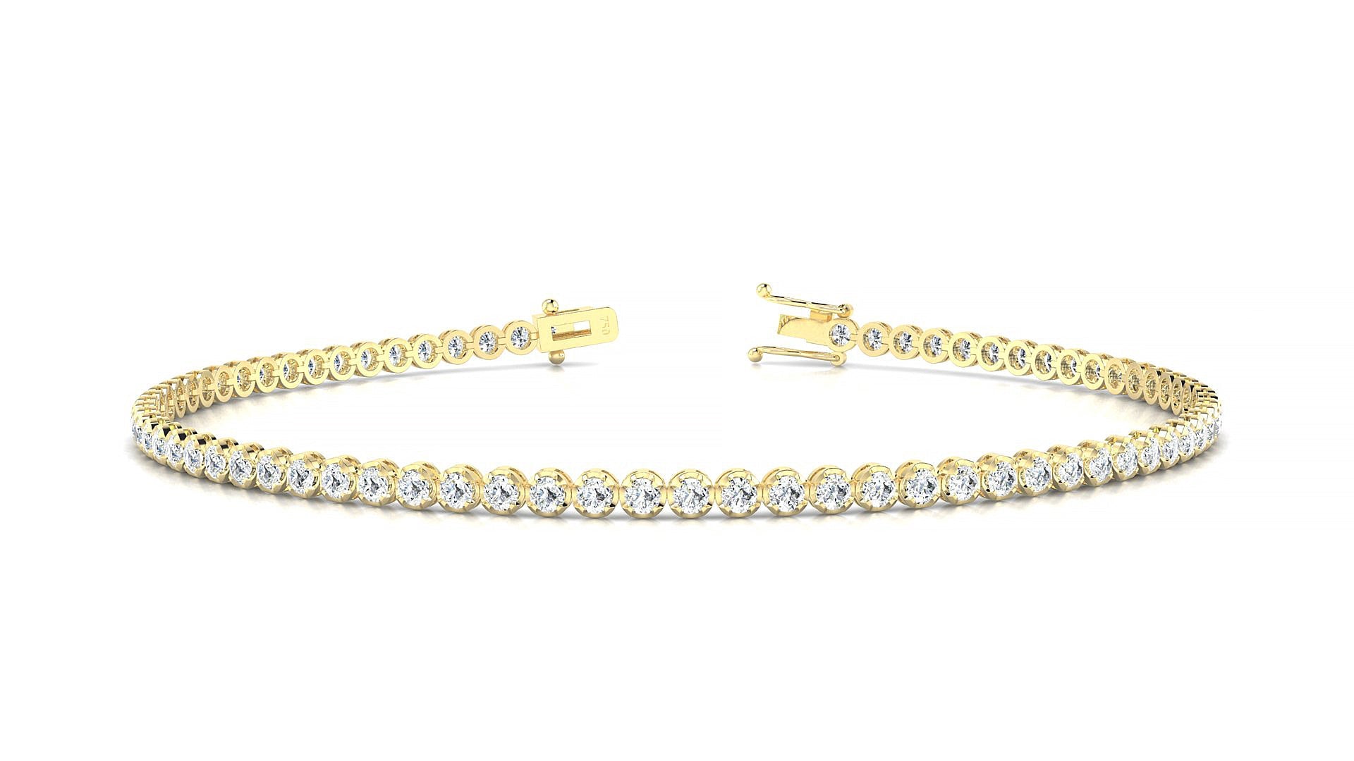 Bengal | 18k Yellow Gold 1.7 mm Round Natural Diamond Tennis Bracelet