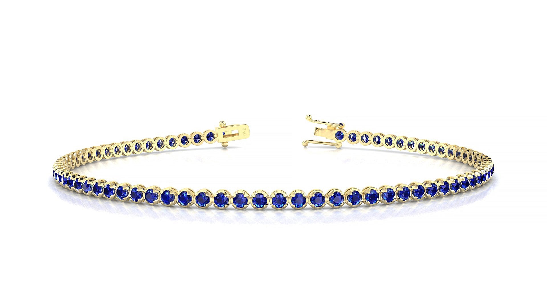 Bengal | 18k Yellow Gold 1.7 mm Round Natural Sapphire Tennis Bracelet