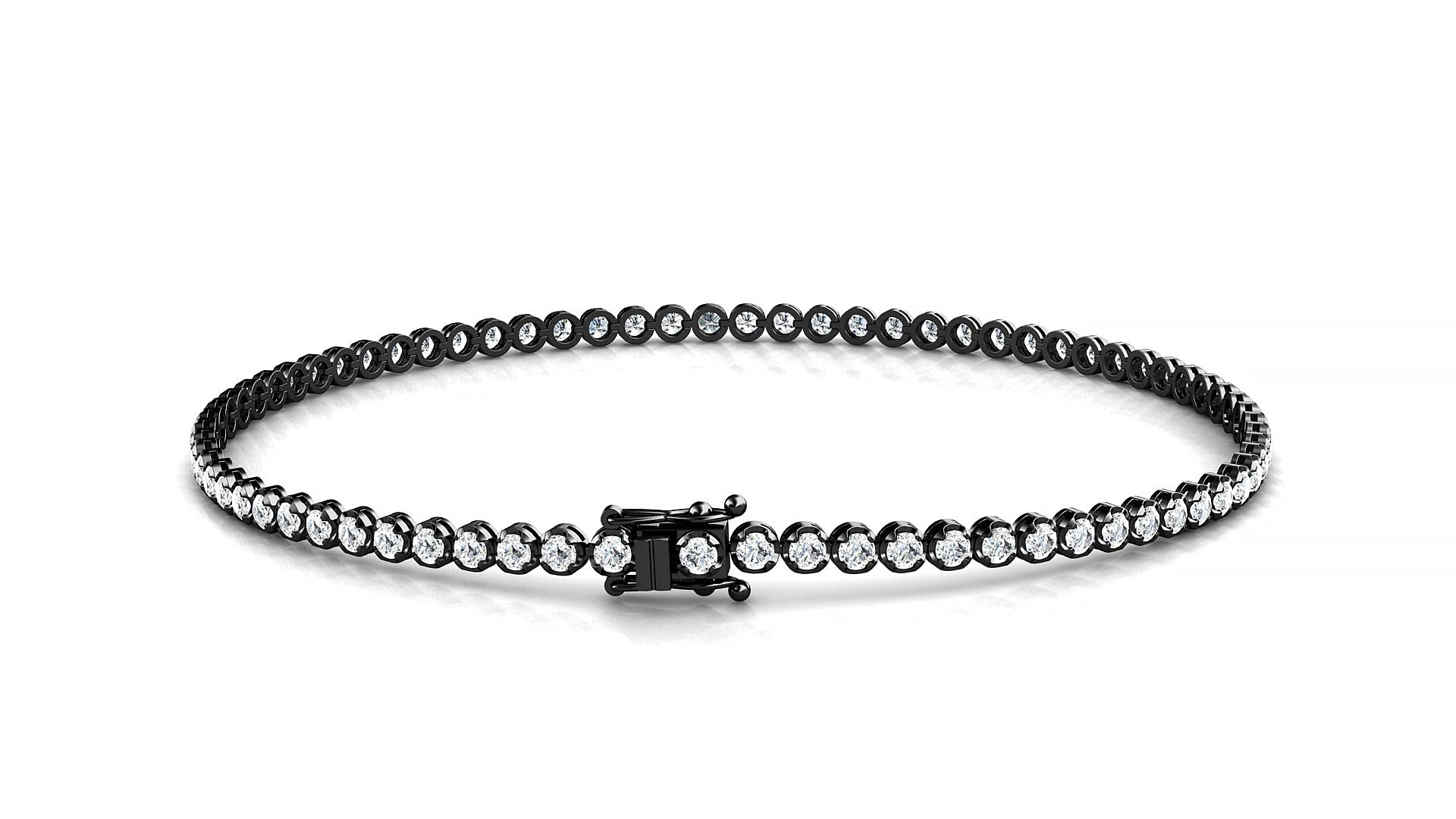 Bengal | 18k Black Gold 1.7 mm Round Natural Diamond Tennis Bracelet