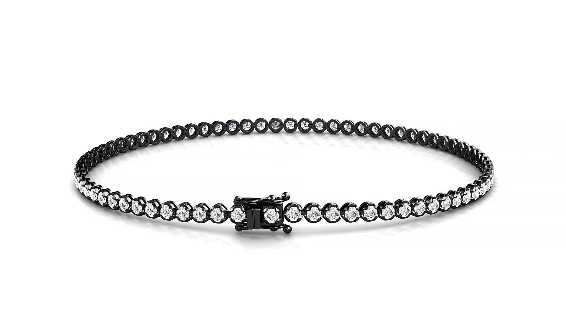 Bengal | 18k Black Gold 1.7 mm Round Lab-Grown Diamond 18 cm Tennis Bracelet