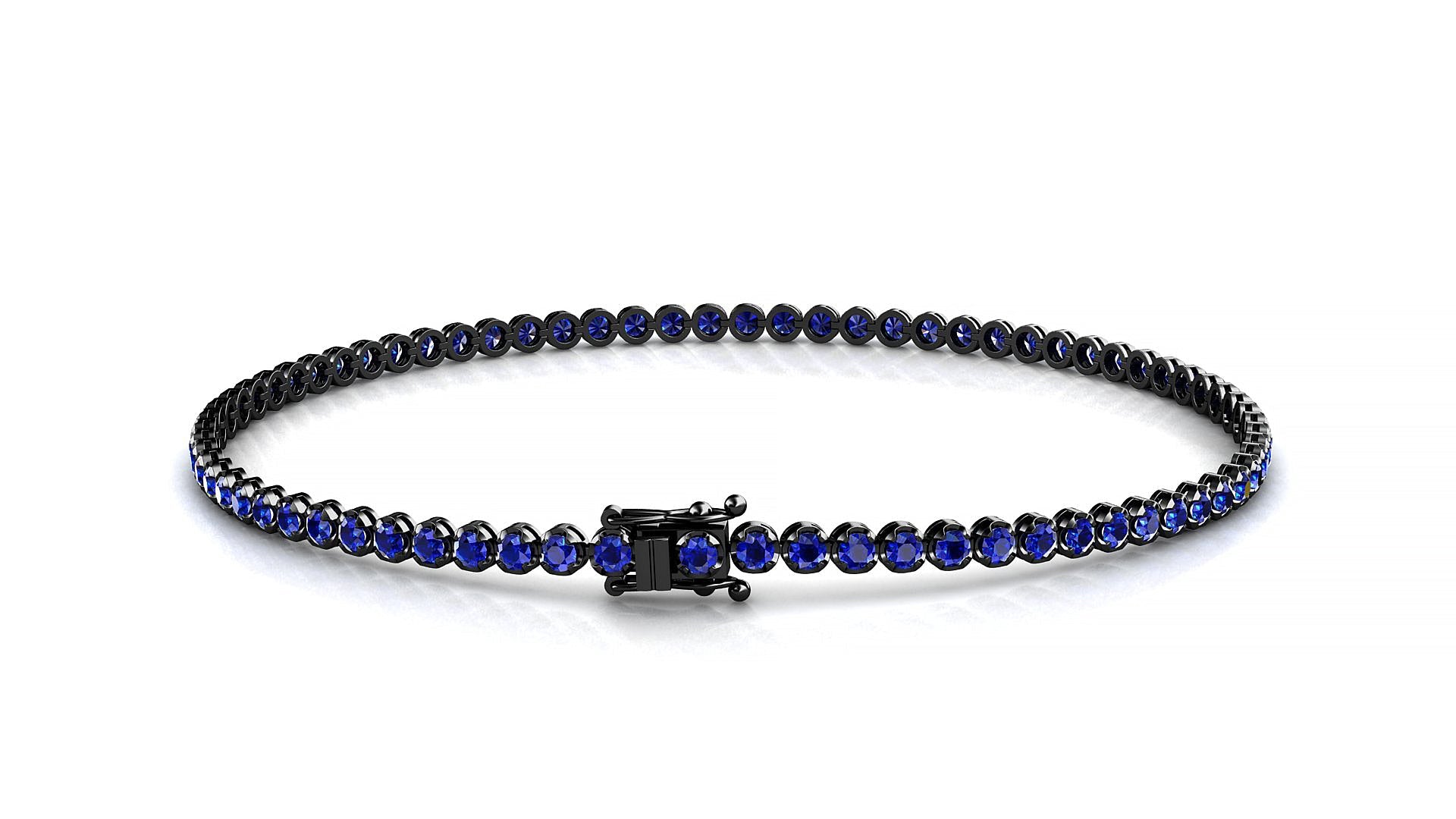 Bengal | 18k Black Gold 1.7 mm Round Natural Sapphire Tennis Bracelet