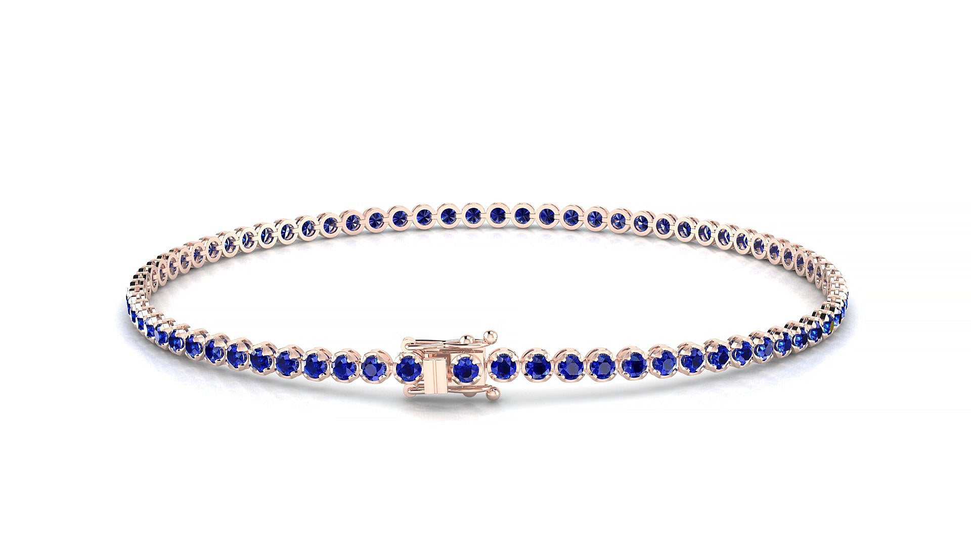Bengal | 18k Rose Gold 1.7 mm Round Natural Sapphire Tennis Bracelet