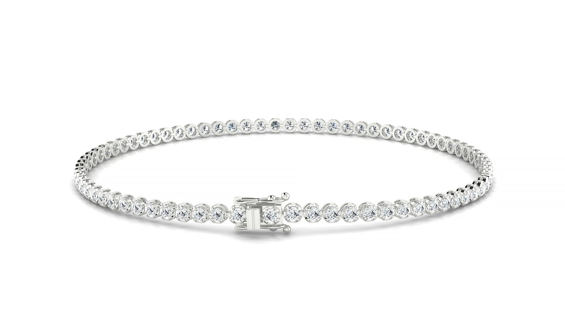 Bengal | 18k White Gold 1.7 mm Round Natural Diamond Tennis Bracelet