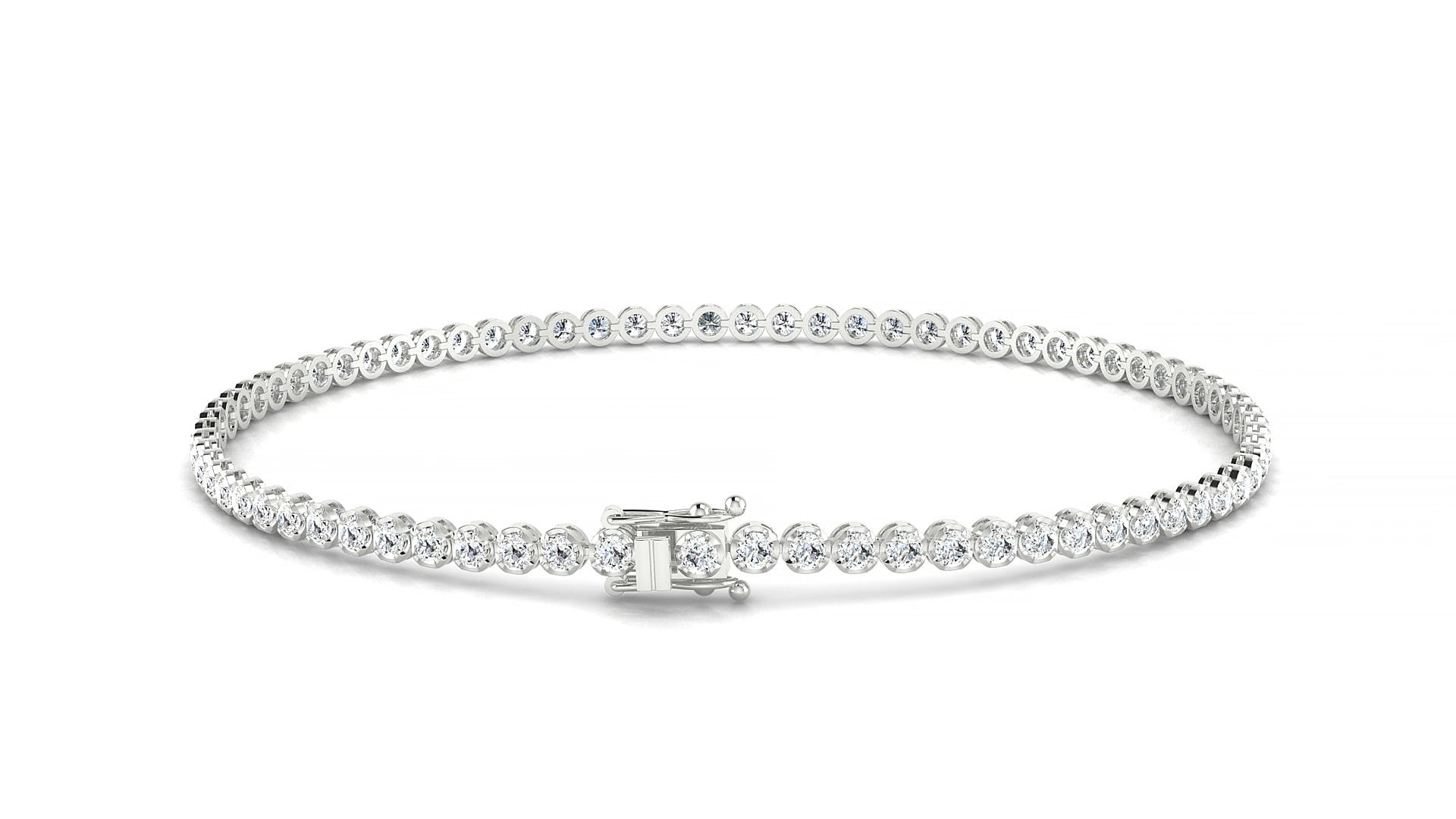 Bengal | 18k White Gold 1.7 mm Round Lab-Grown Diamond 16 cm Tennis Bracelet