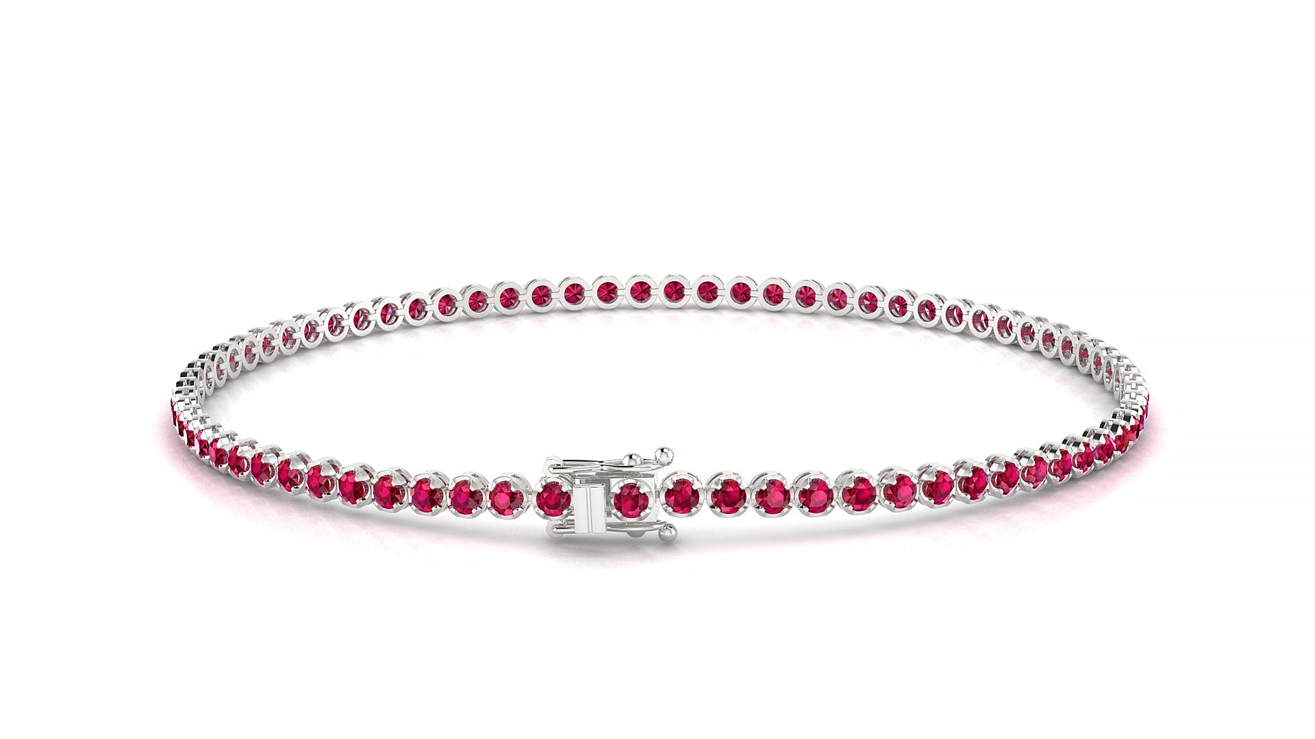 Bengal | 18k White Gold 1.7 mm Round Natural Ruby Tennis Bracelet