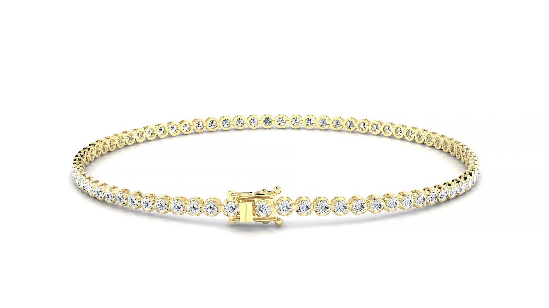 Bengal | 18k Yellow Gold 1.7 mm Round Natural Diamond 17 cm Tennis Bracelet