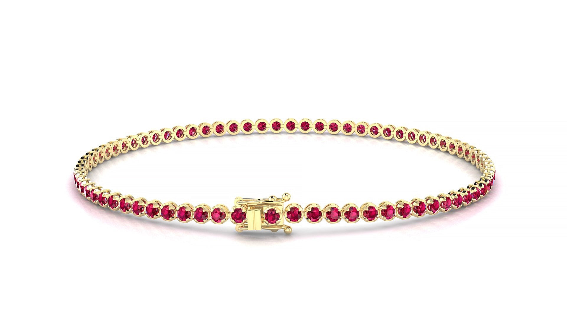 Bengal | 18k Yellow Gold 1.7 mm Round Natural Ruby Tennis Bracelet