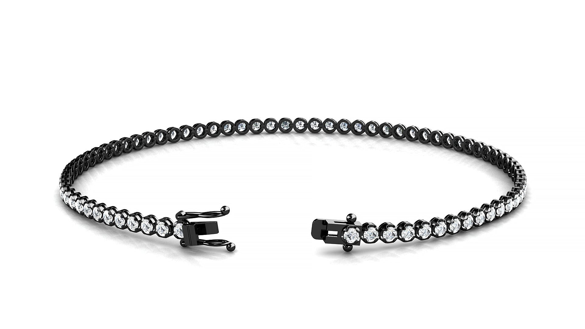 Bengal | 18k Black Gold 1.7 mm Round Natural Diamond Tennis Bracelet