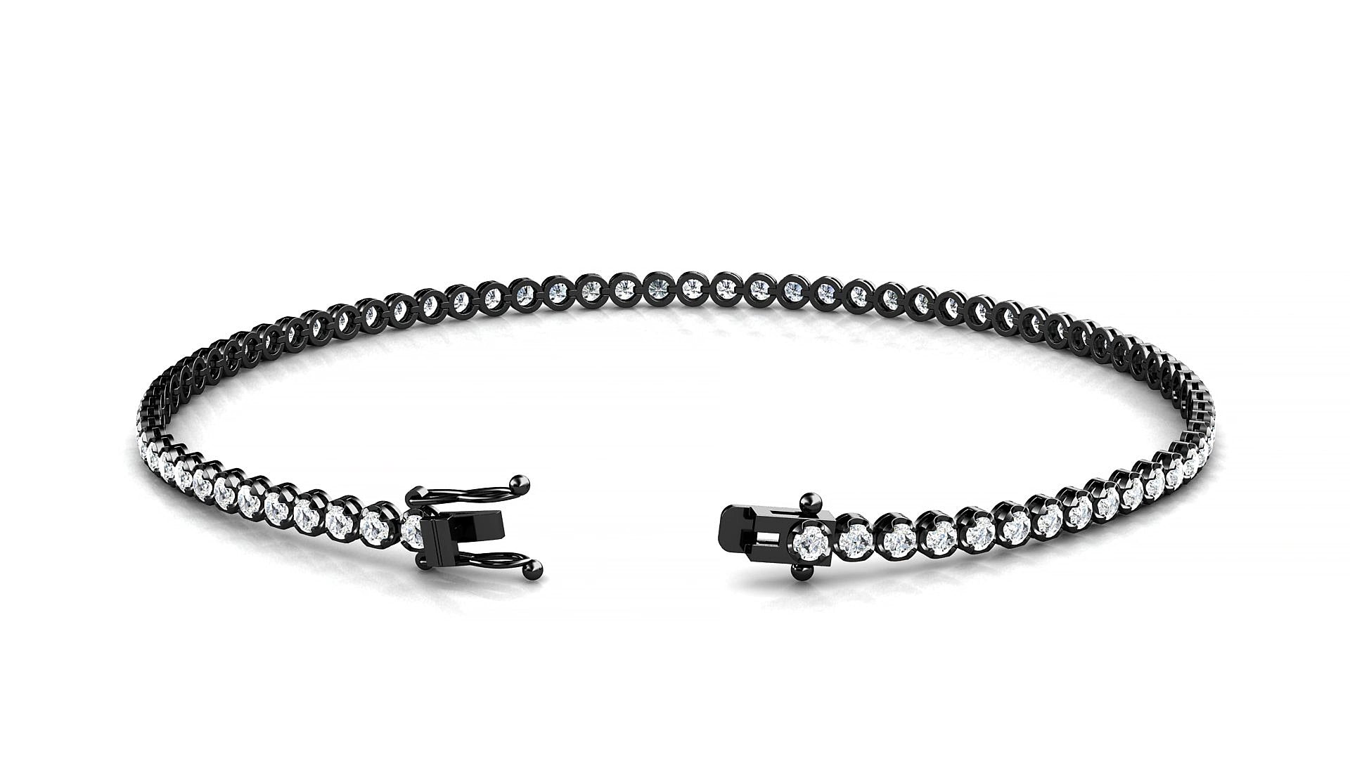 Bengal | 18k Black Gold 1.7 mm Round Lab-Grown Diamond 15 cm Tennis Bracelet