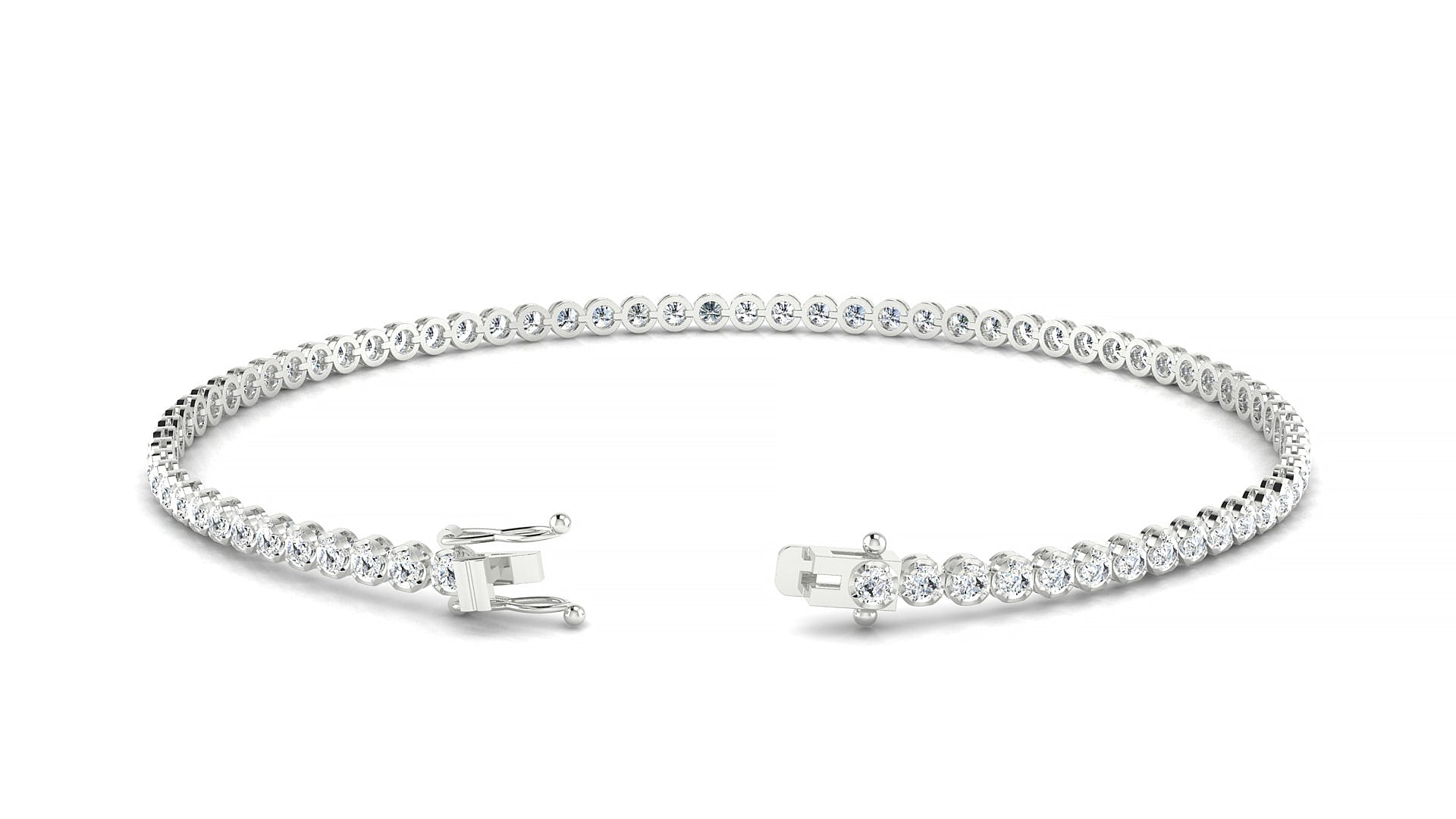 Bengal | 18k White Gold 1.7 mm Round Natural Diamond Tennis Bracelet