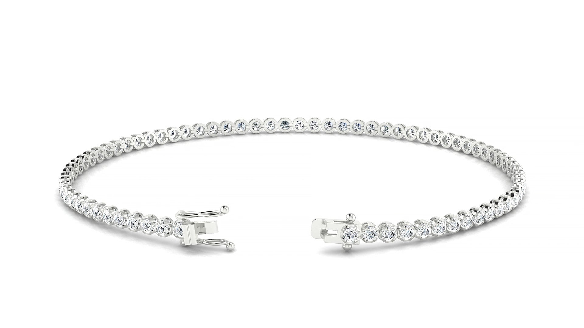 Bengal | 18k White Gold 1.7 mm Round Natural Diamond 19 cm Tennis Bracelet