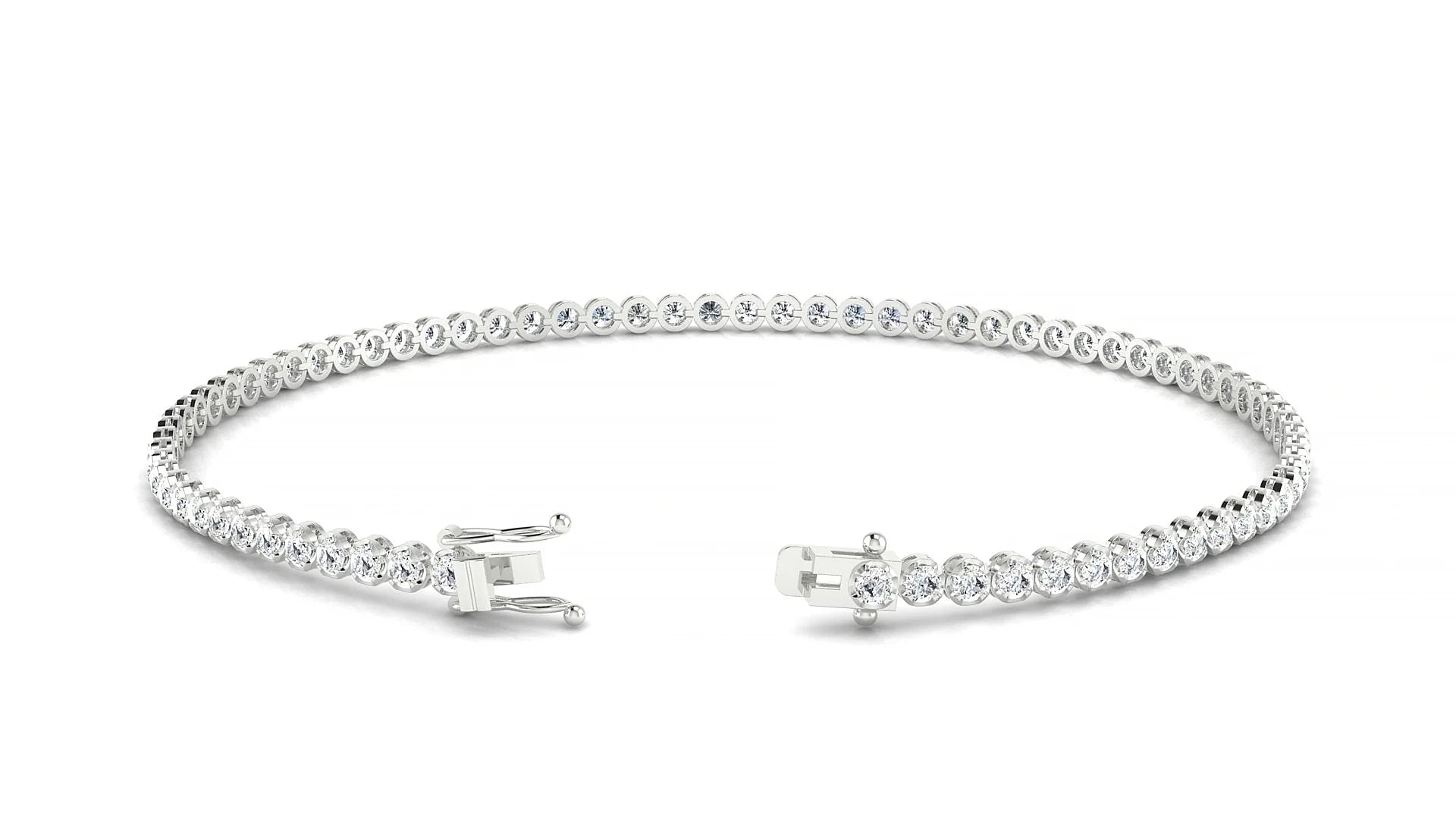 Bengal | 18k White Gold 1.7 mm Round Lab-Grown Diamond 18 cm Tennis Bracelet