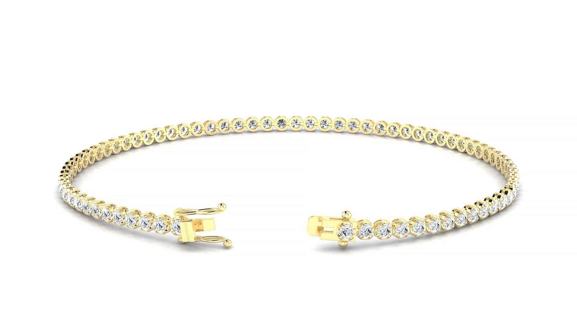 Bengal | 18k Yellow Gold 1.7 mm Round Natural Diamond Tennis Bracelet
