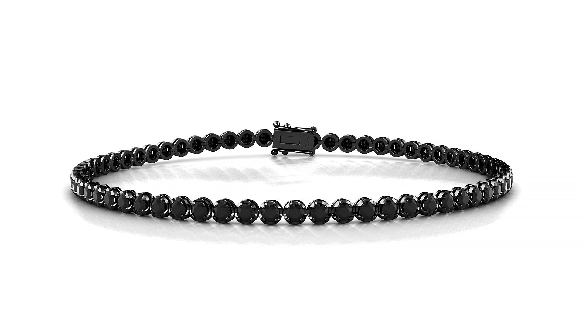 Bengal | 18k Black Gold 2 mm Round Natural Black Diamond Tennis Bracelet