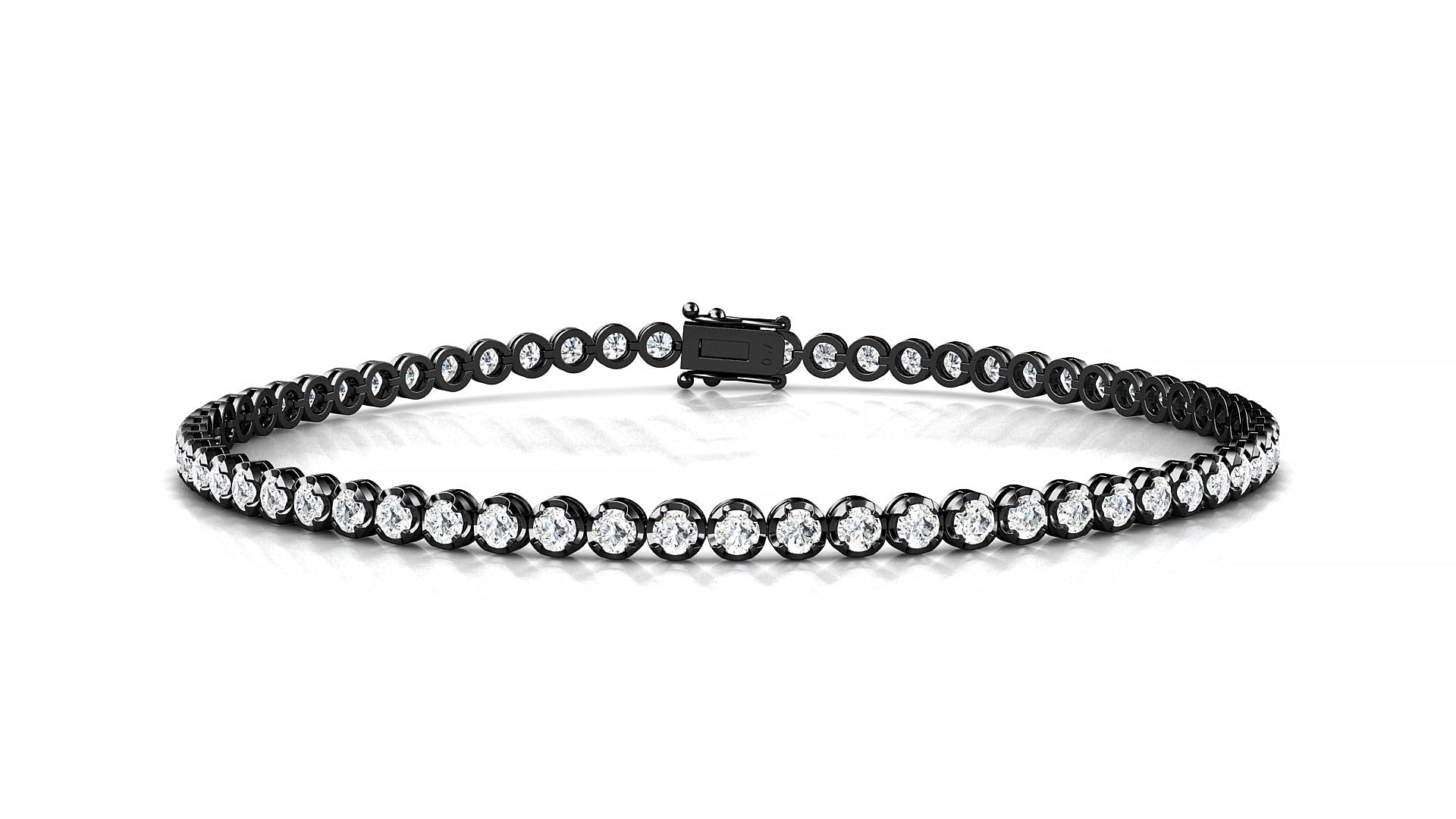 Bengal | 18k Black Gold 2 mm Round Natural Diamond Tennis Bracelet