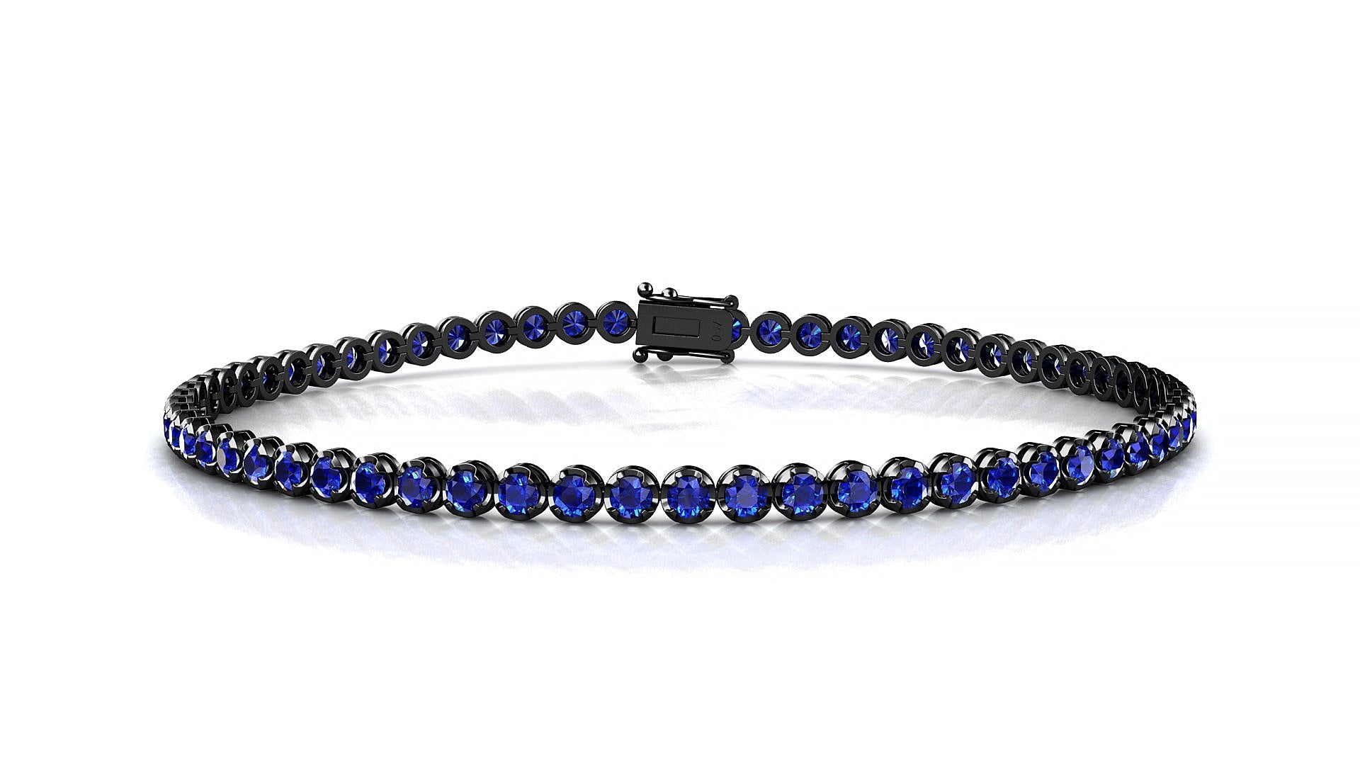 Bengal | 18k Black Gold 2 mm Round Natural Sapphire Tennis Bracelet