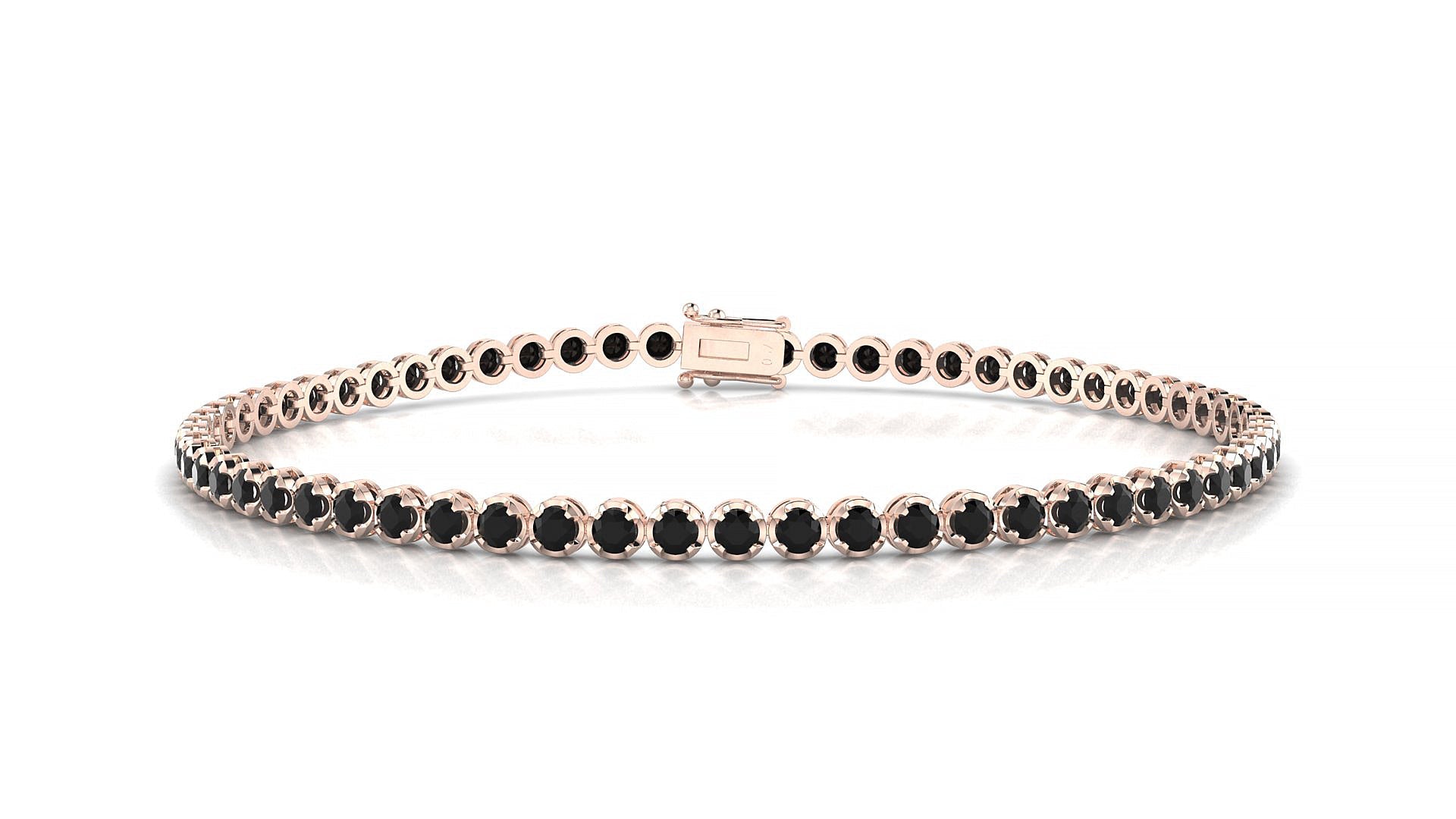 Bengal | 18k Rose Gold 2 mm Round Natural Black Diamond Tennis Bracelet