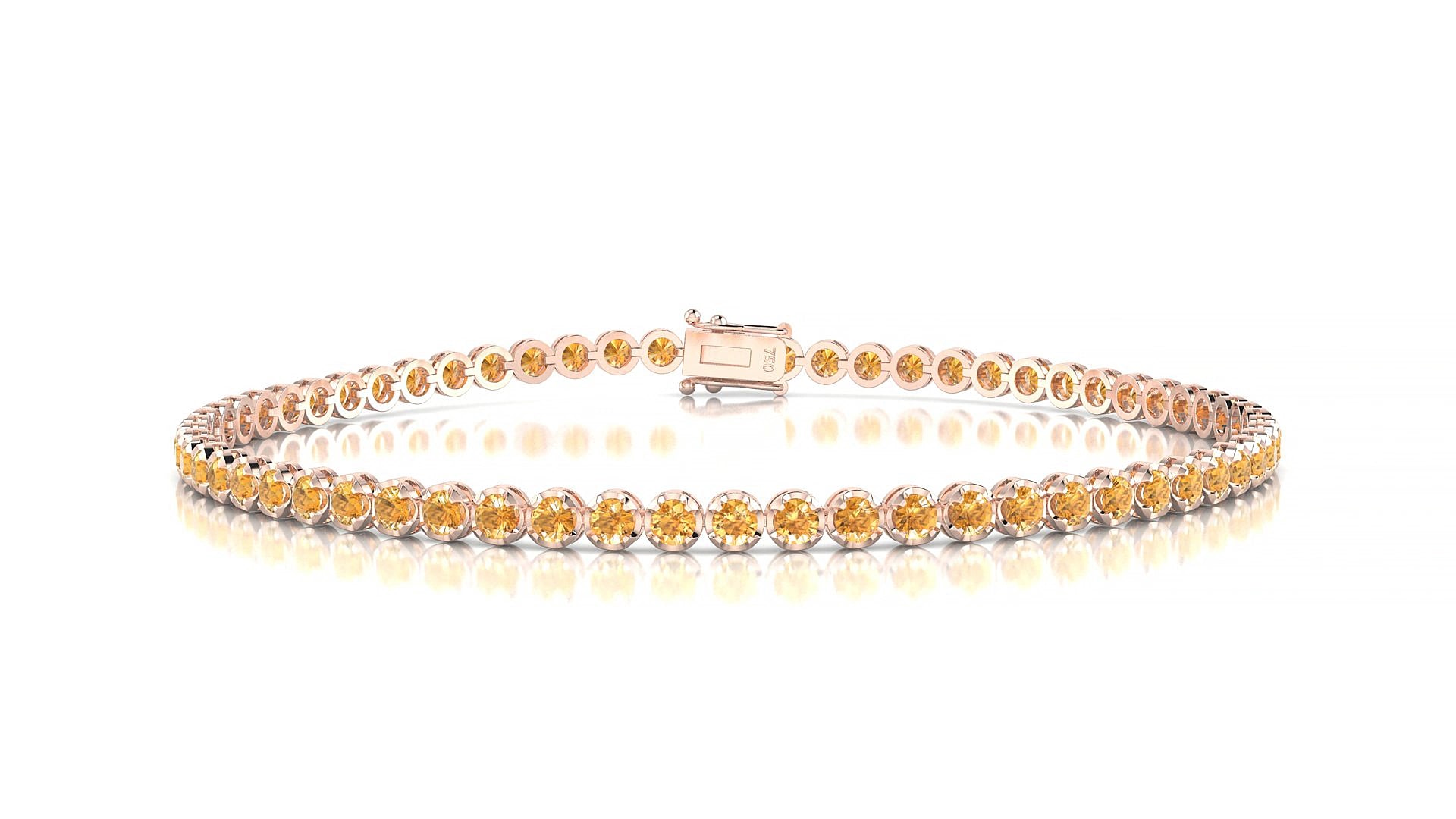 Bengal | 18k Rose Gold 2 mm Round Natural Citrine 15 cm Tennis Bracelet