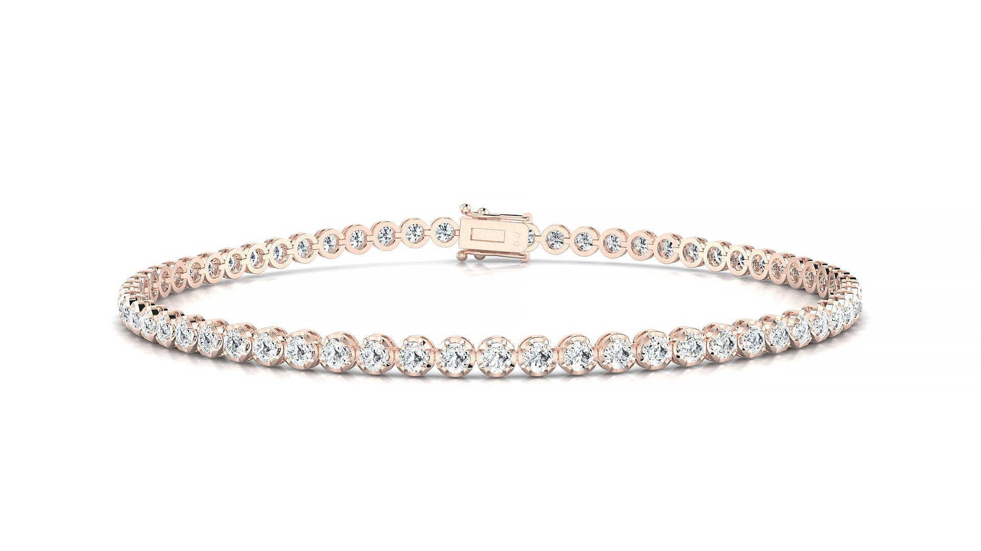 Bengal | 18k Rose Gold 2 mm Round Natural Diamond Tennis Bracelet