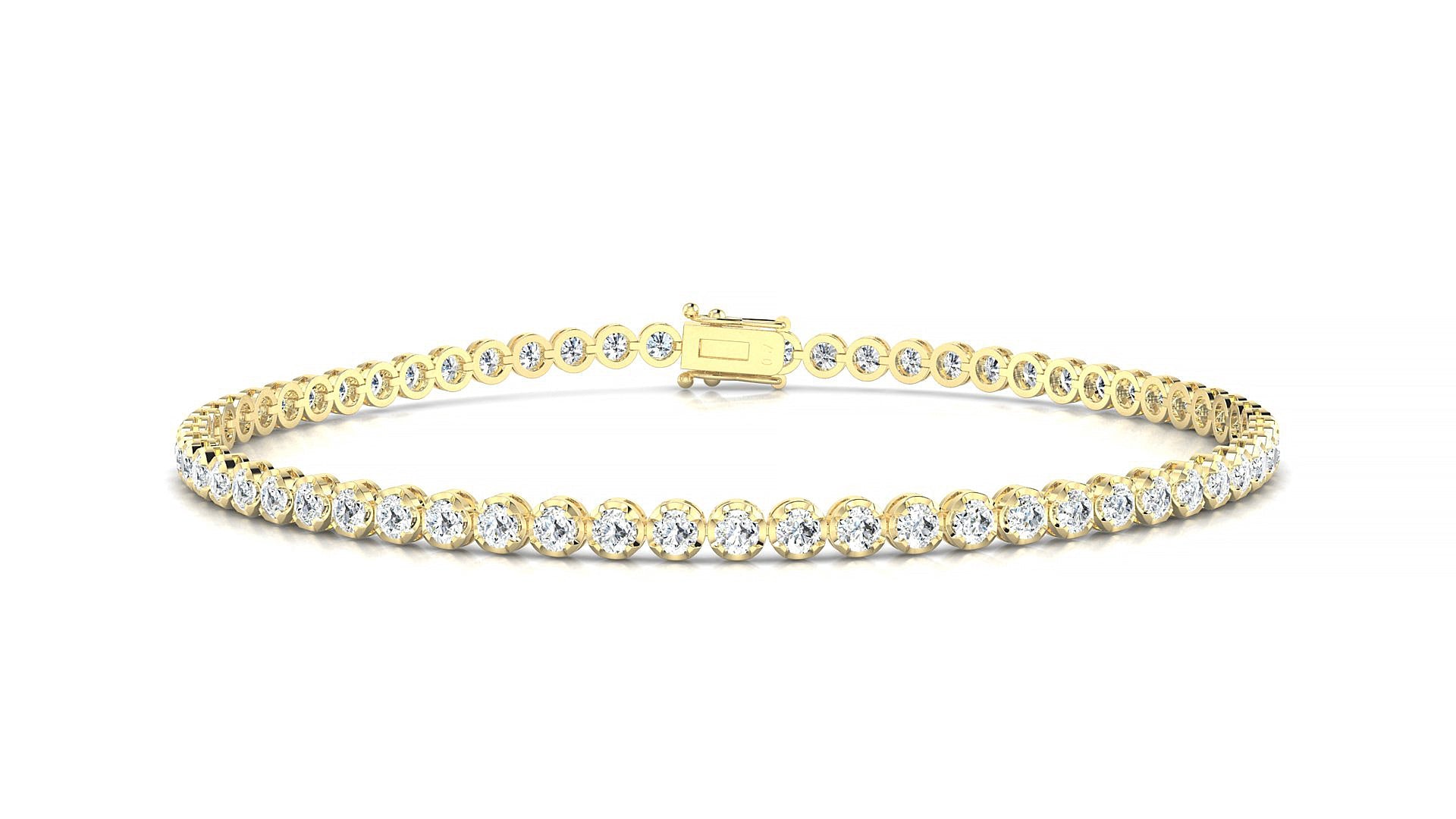 Bengal | 18k Yellow Gold 2 mm Round Natural Diamond Tennis Bracelet